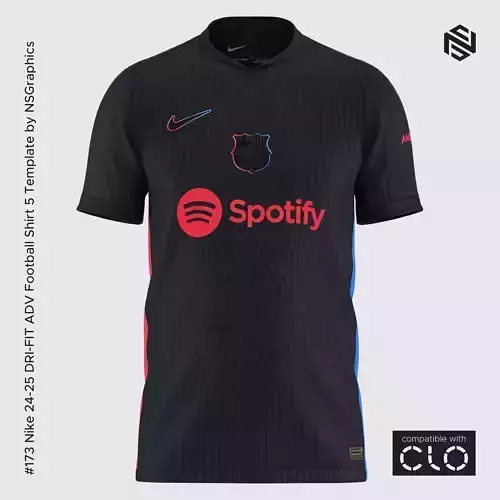 Nike 24-25 DRI-FIT ADV Football Shirt 5 Template for CLO 3D