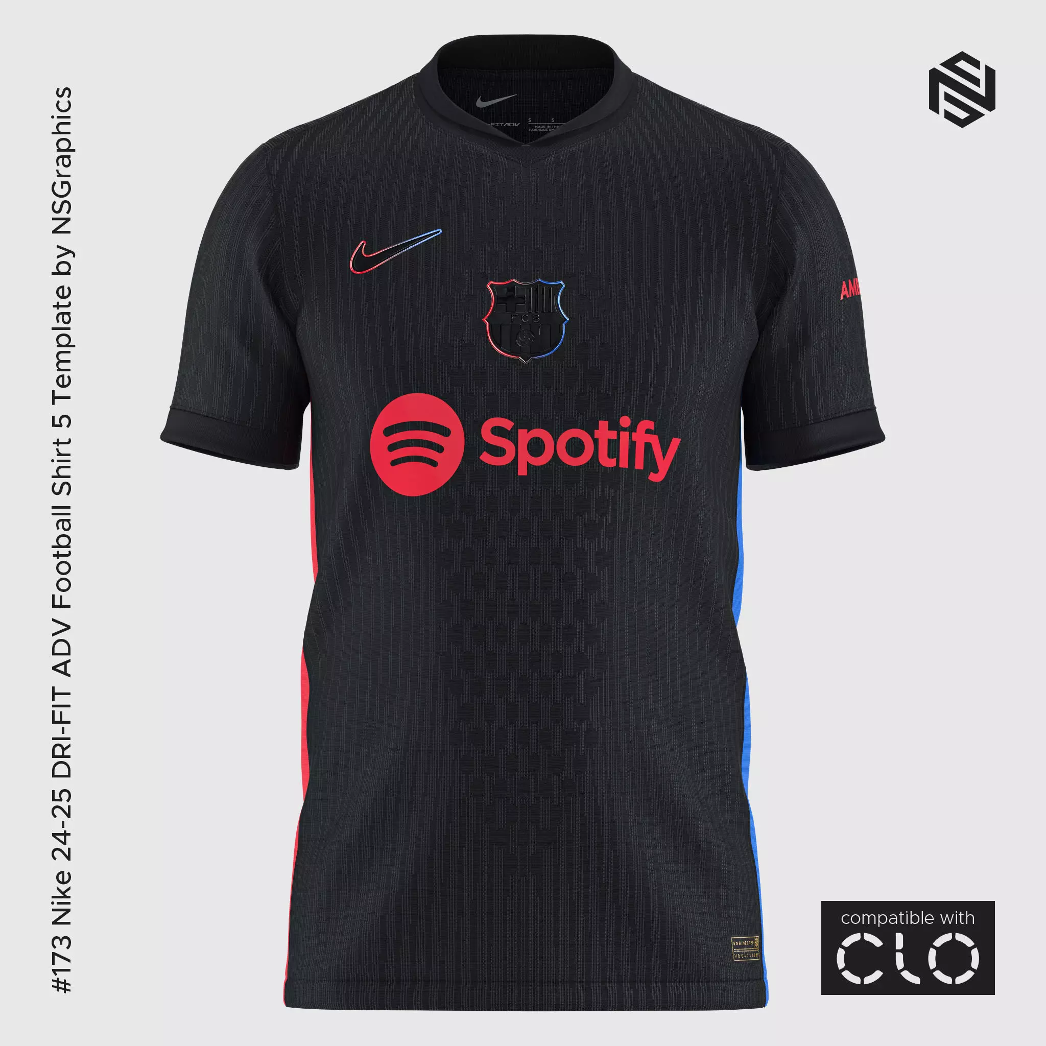 Nike 24-25 DRI-FIT ADV Football Shirt 5 Template for CLO 3D 3D model