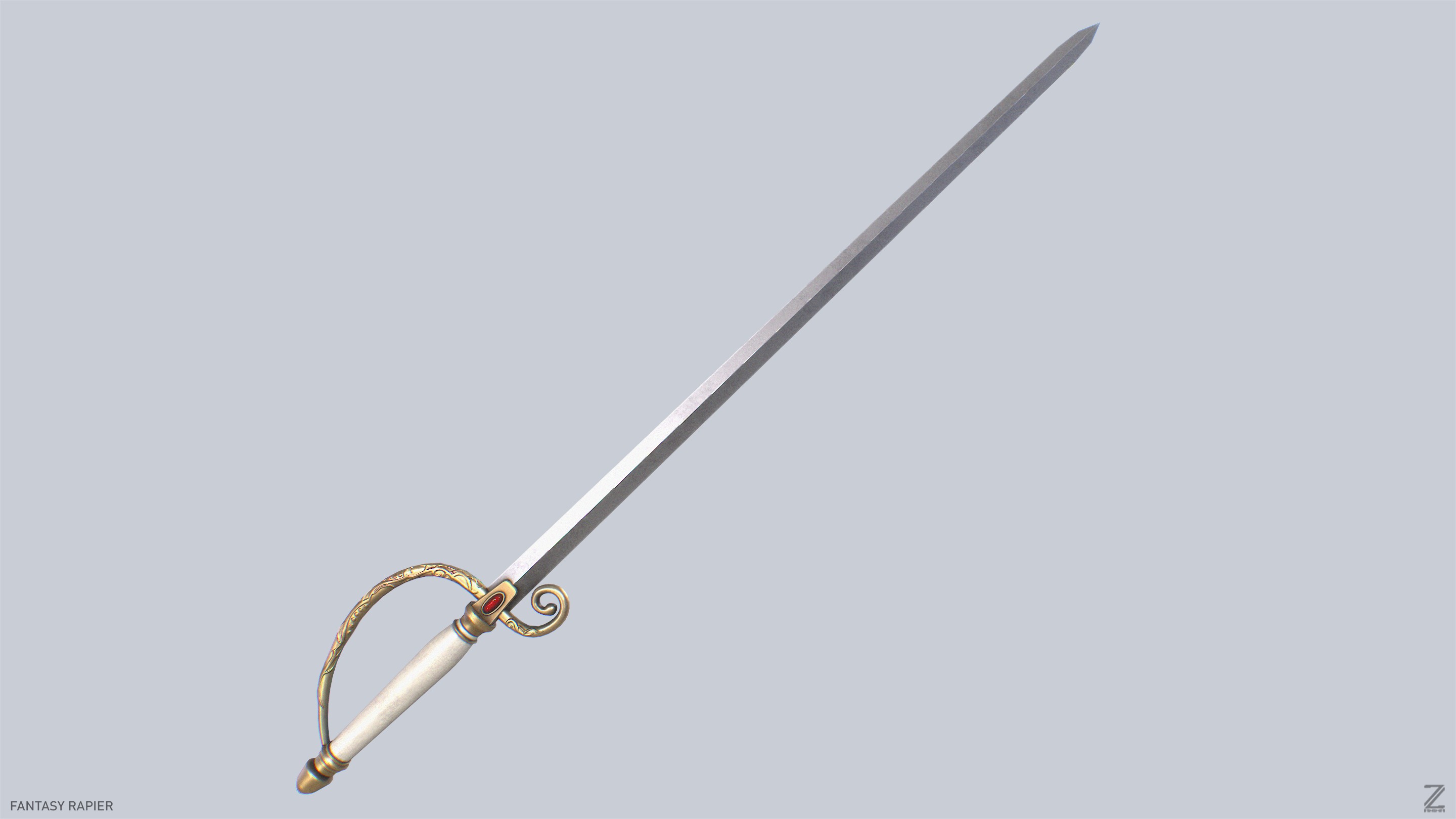 Fantasy rapier Low-poly 3D model_8