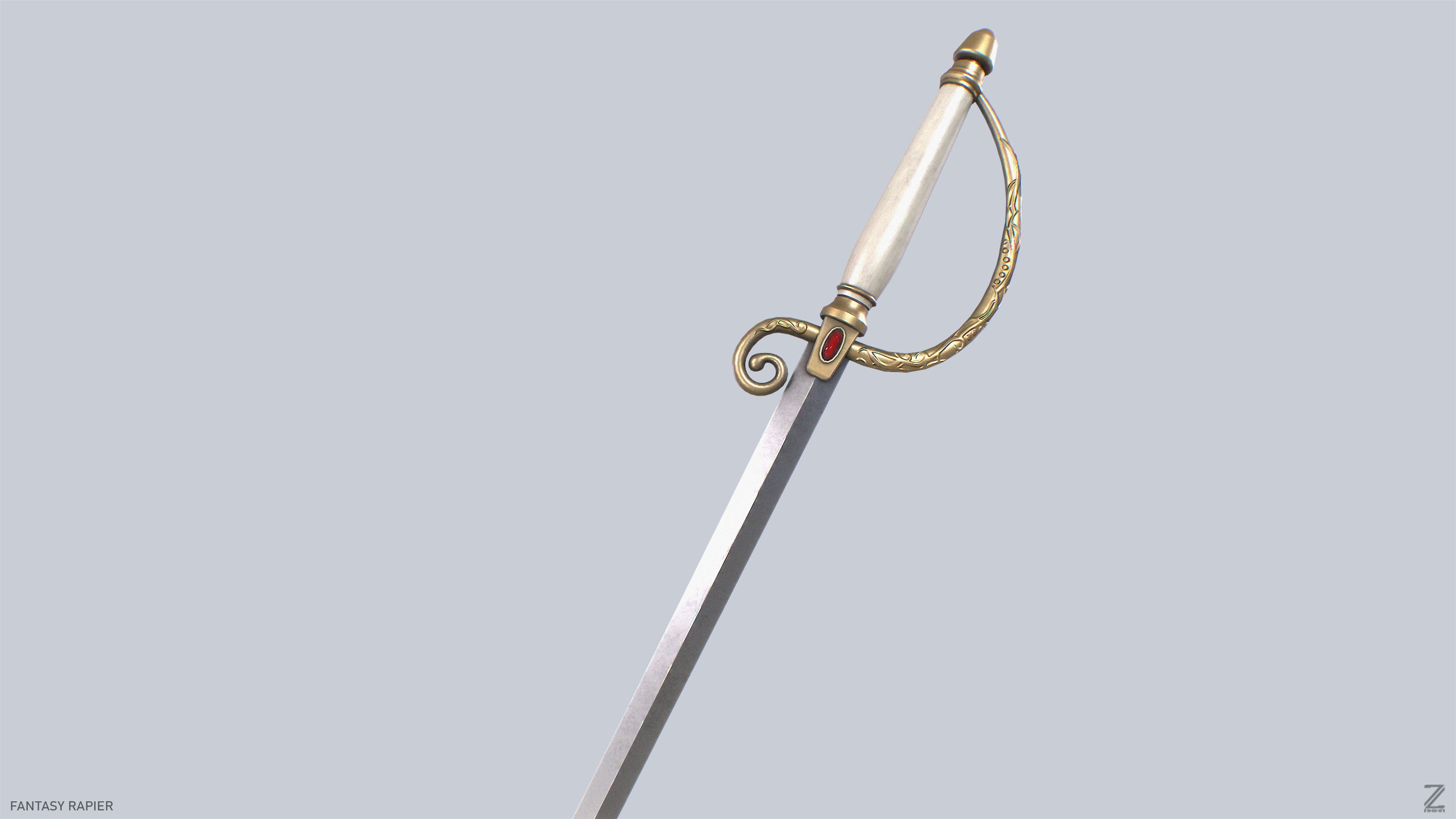 Fantasy rapier Low-poly 3D model_6