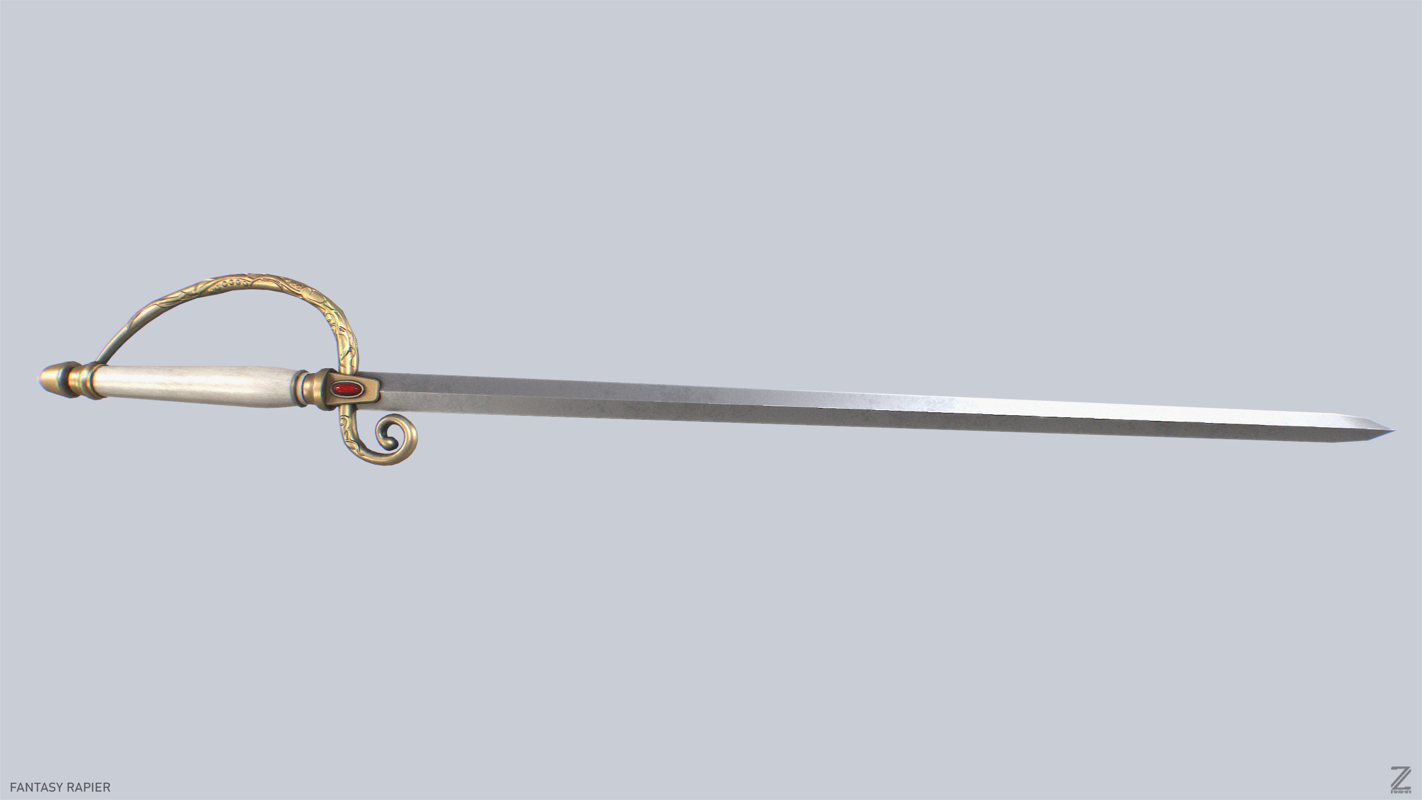 Fantasy rapier Low-poly 3D model_2