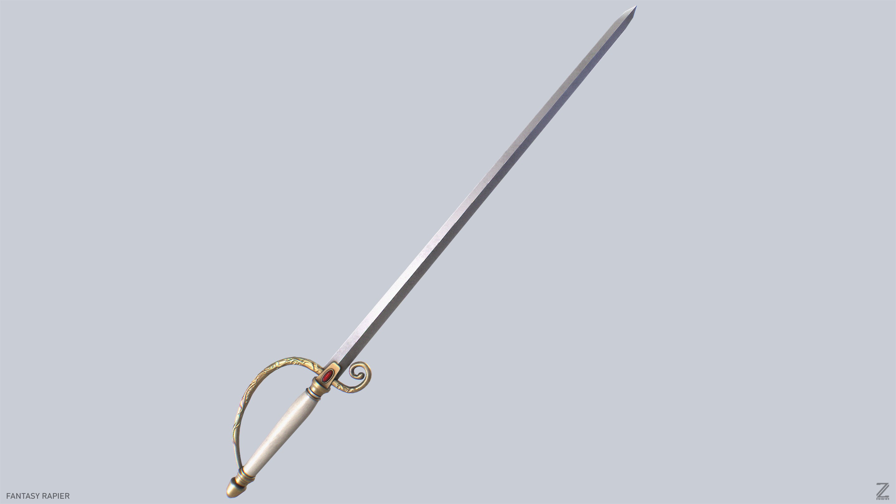 Fantasy rapier Low-poly 3D model_5