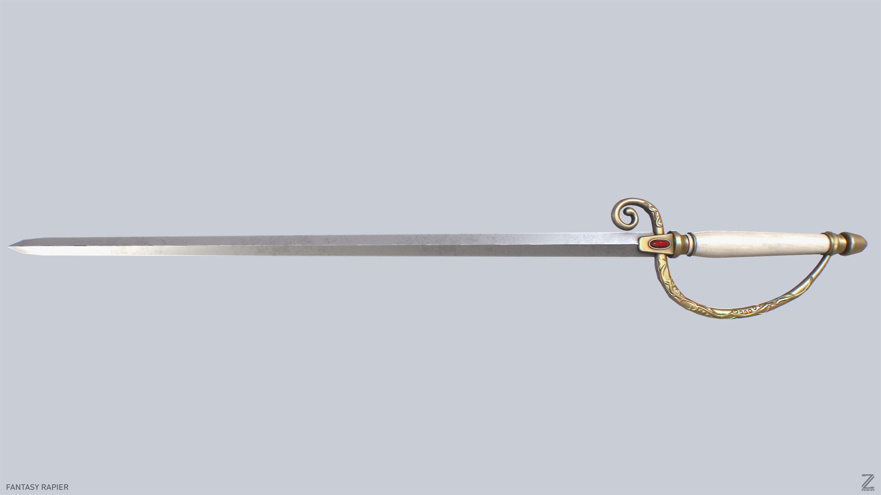 Fantasy rapier Low-poly 3D model_7