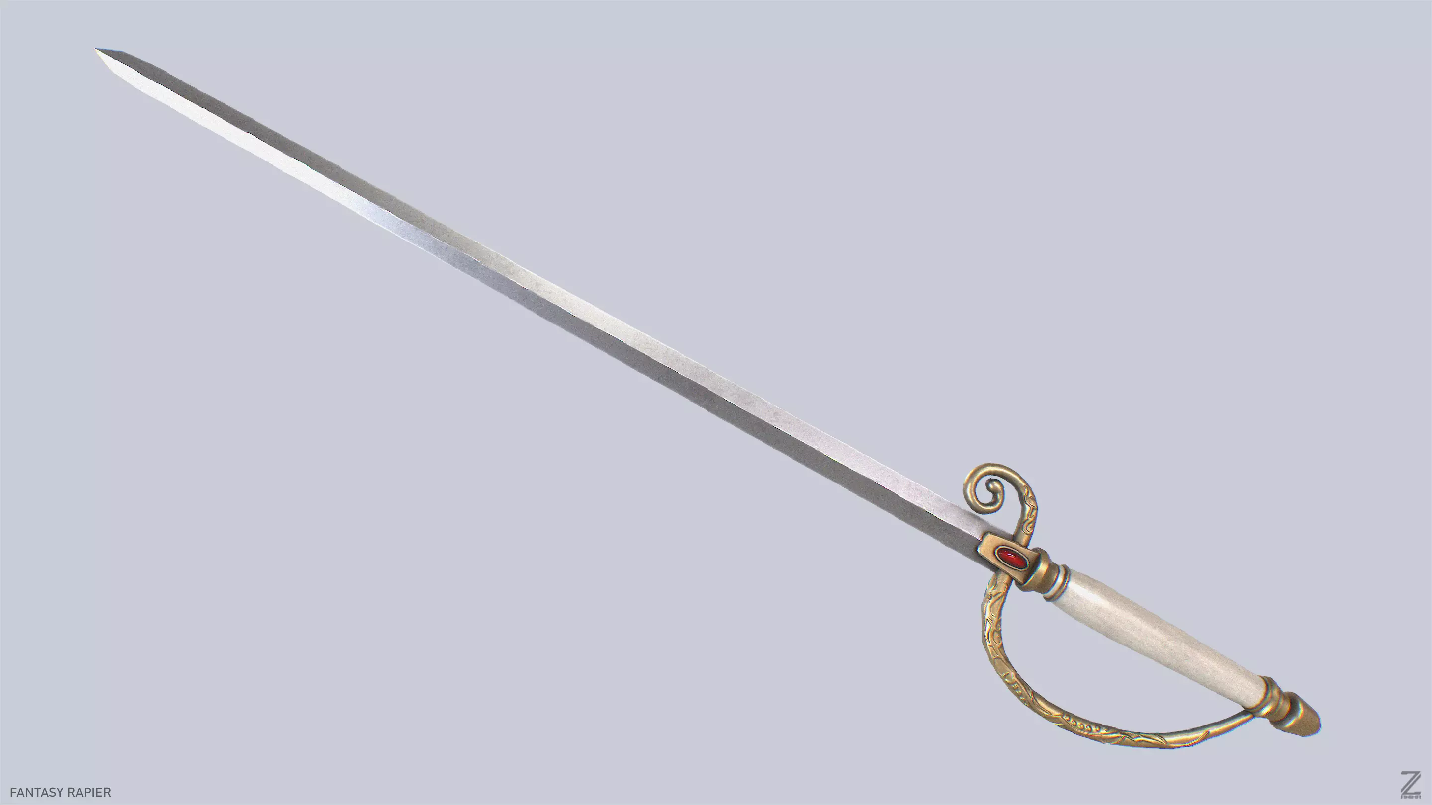 Fantasy rapier Low-poly 3D model_0