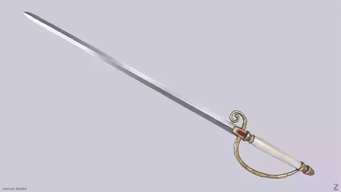 Fantasy rapier Low-poly 3D model