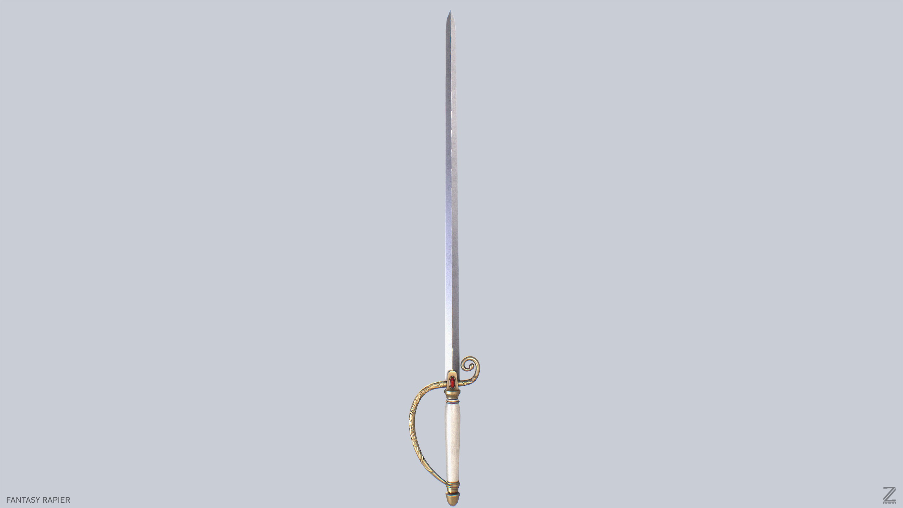 Fantasy rapier Low-poly 3D model_4