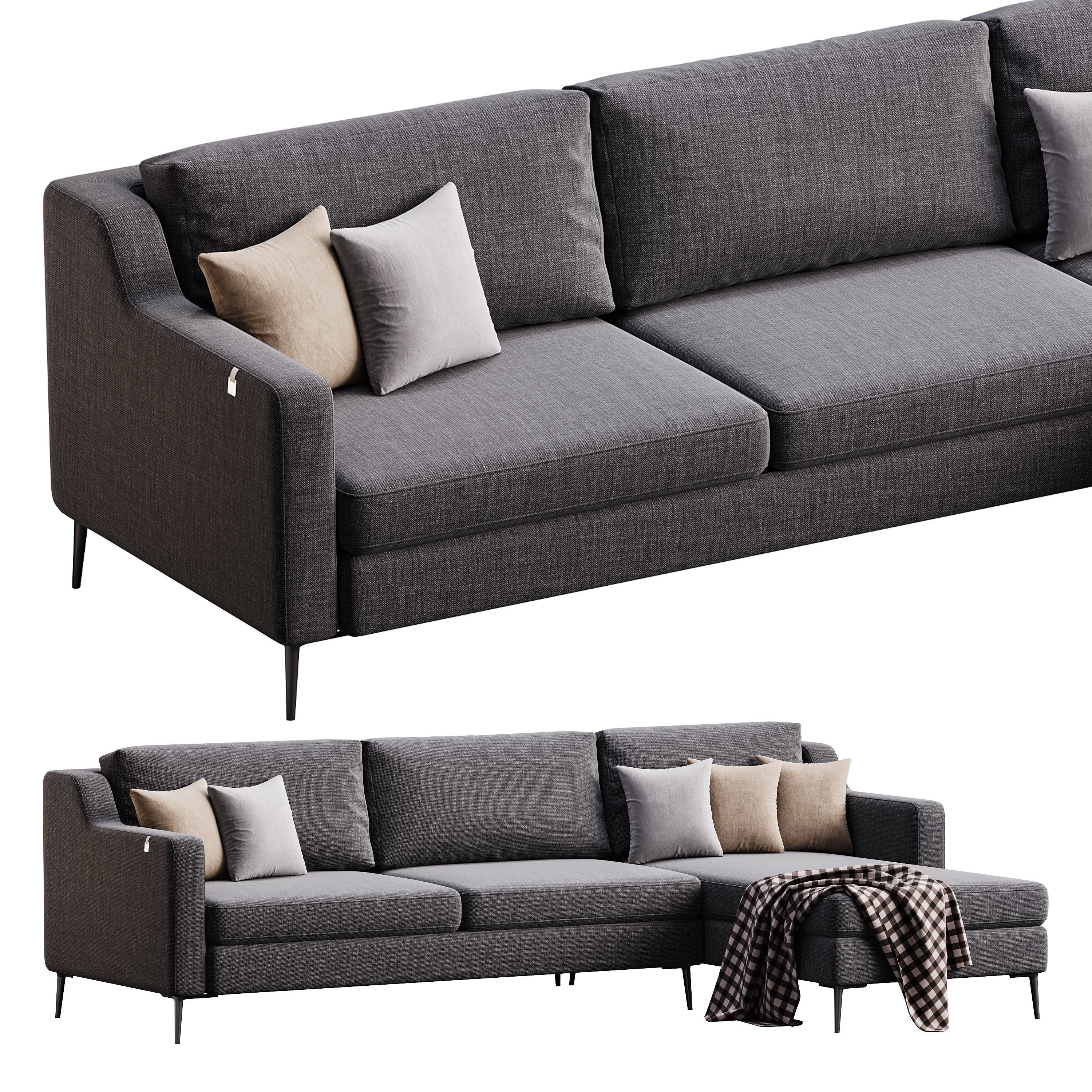 Corner sofa Halle L by Delavega 3D model_11