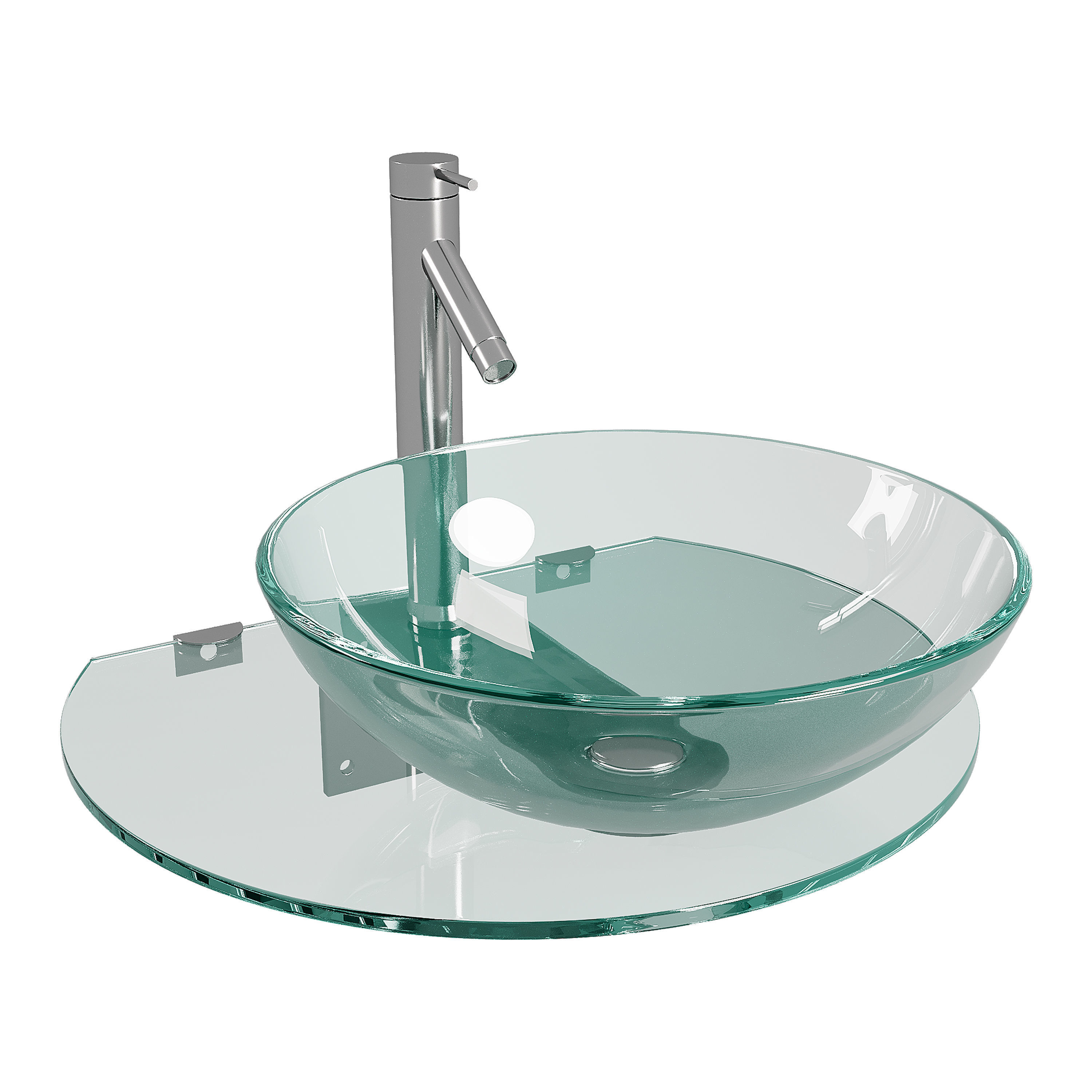 Corona 27 7 8 Glass Wall Mounted Bathroom Sink 3D model_12