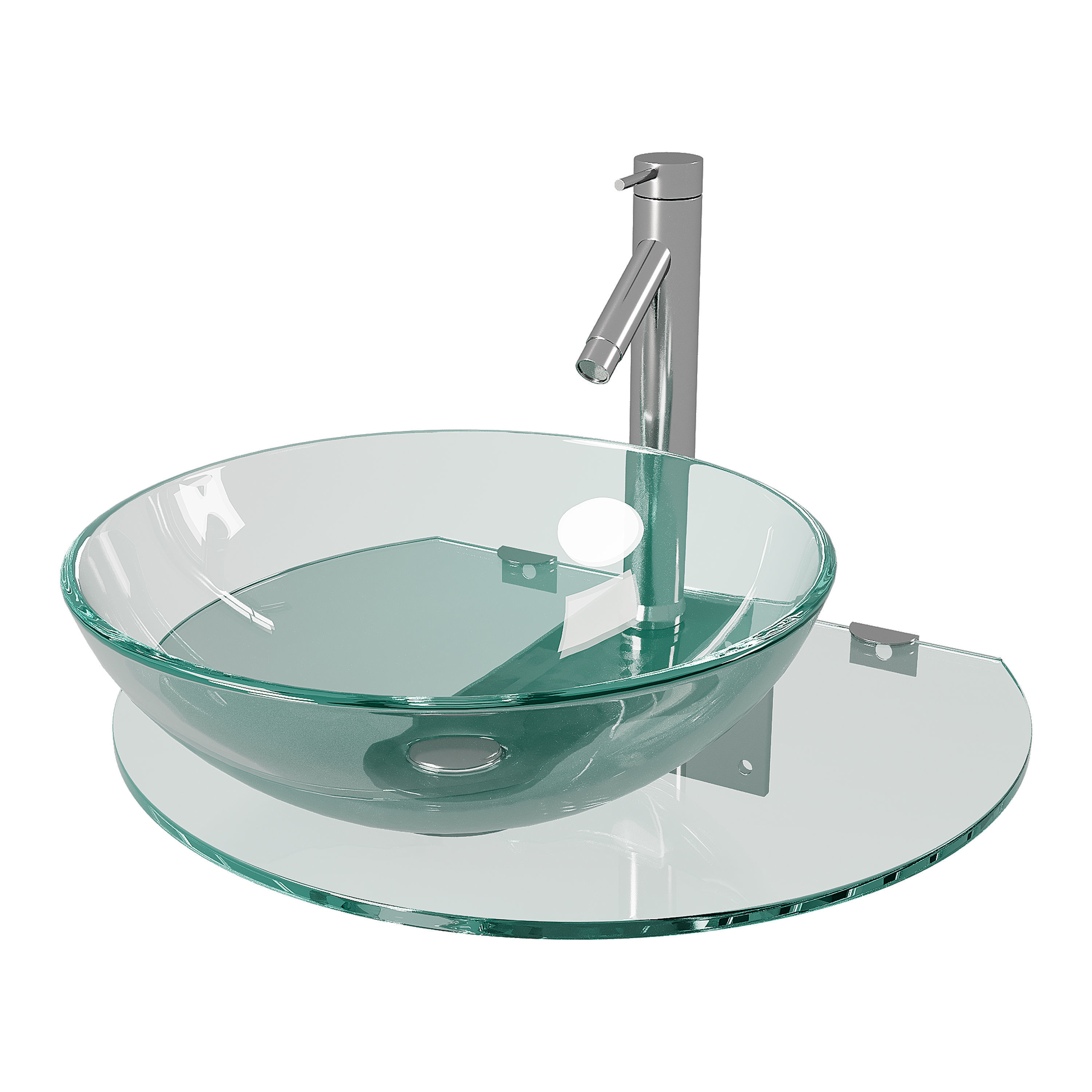 Corona 27 7 8 Glass Wall Mounted Bathroom Sink 3D model_2