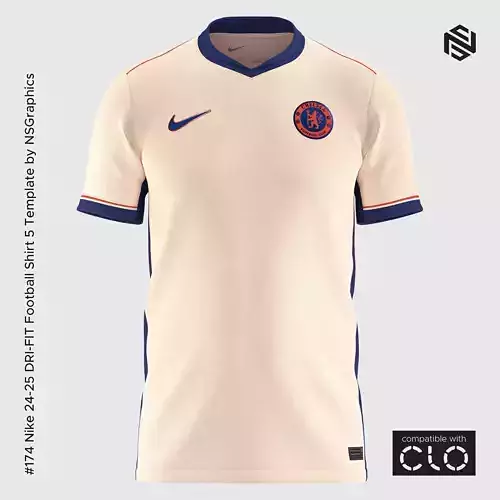 Nike 24-25 DRI-FIT Football Shirt 5 Template for CLO 3D