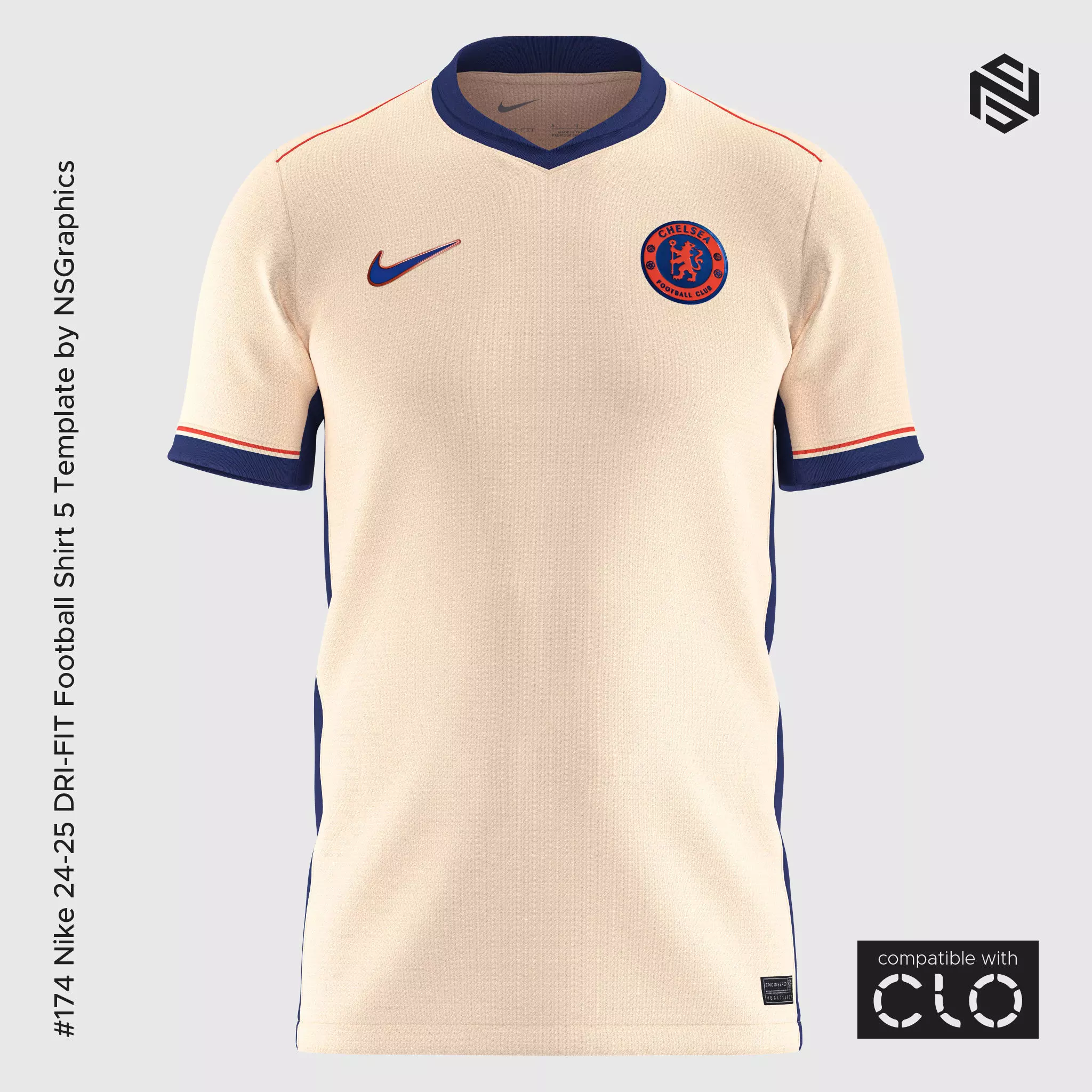 Nike 24-25 DRI-FIT Football Shirt 5 Template for CLO 3D 3D model