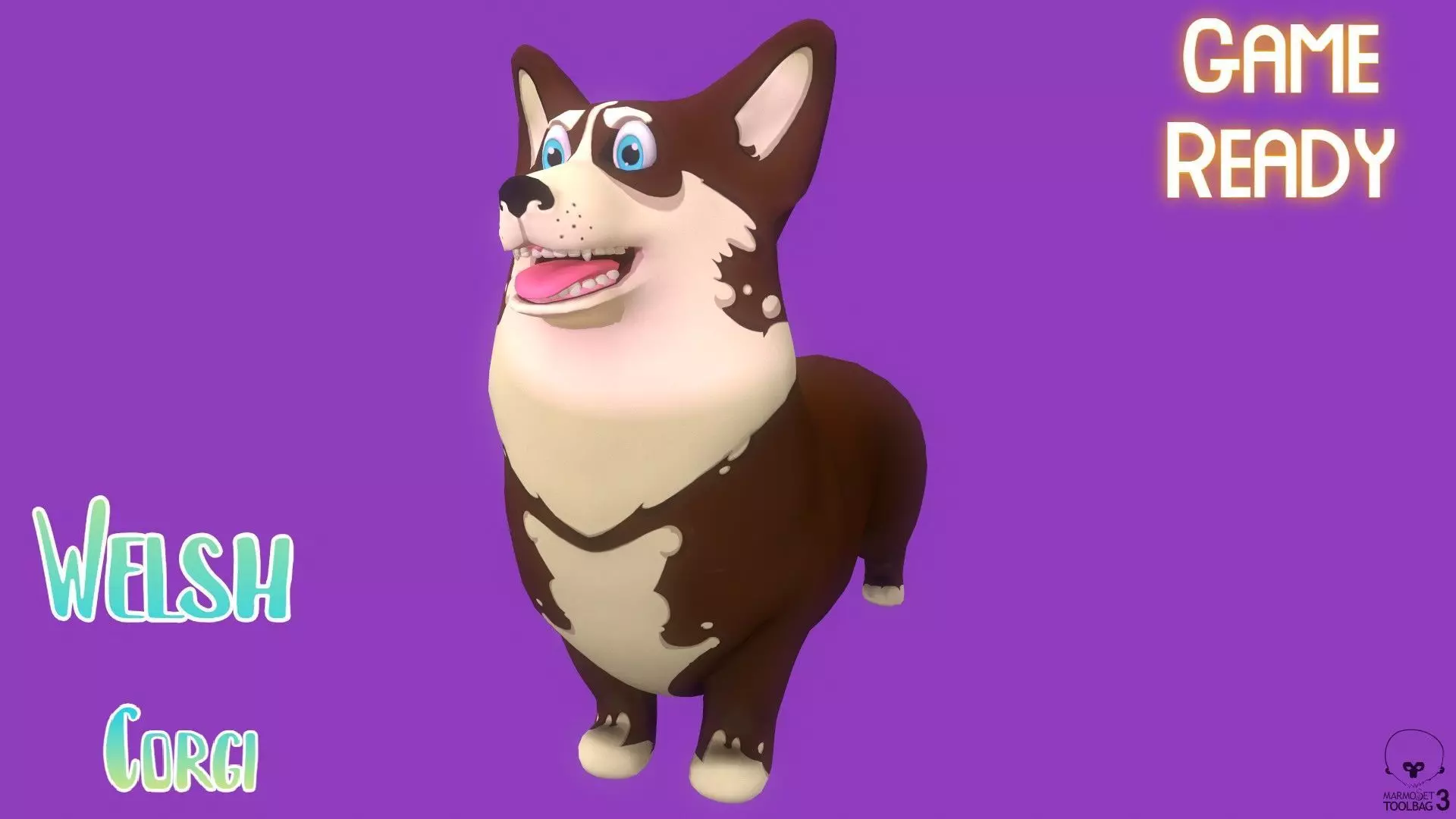 Stylized Brown Welsh Corgy for Games and Animation  Low-poly 3D model_0