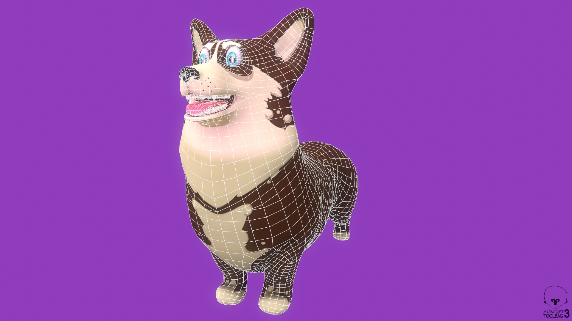 Stylized Brown Welsh Corgy for Games and Animation  Low-poly 3D model_7