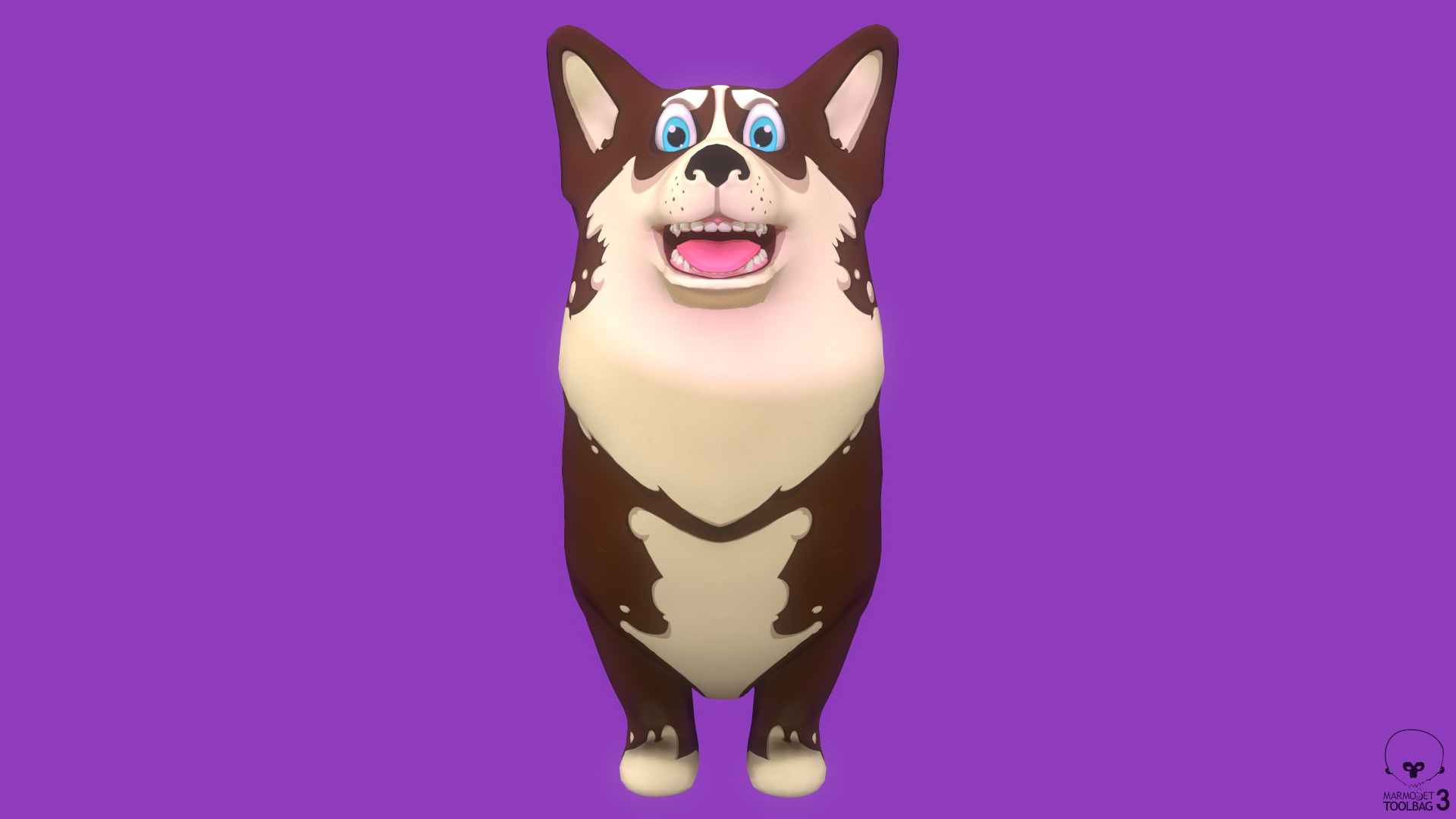 Stylized Brown Welsh Corgy for Games and Animation  Low-poly 3D model_3