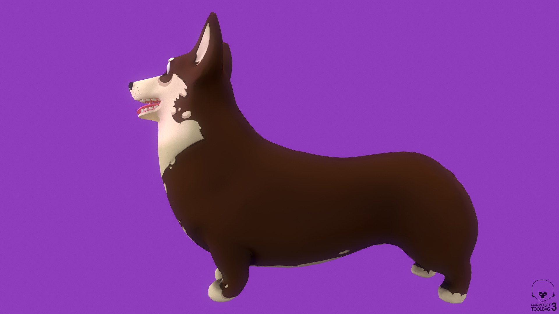 Stylized Brown Welsh Corgy for Games and Animation  Low-poly 3D model_4