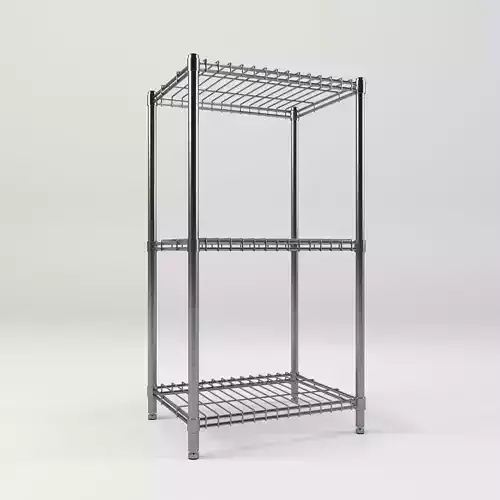 3 tier chrome wire shelf shelving storage Low-poly 3D model
