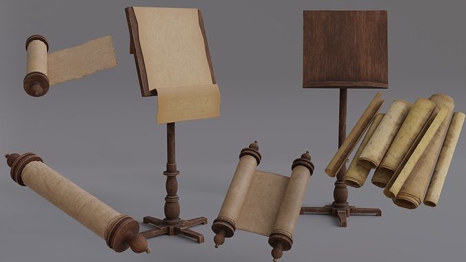 Scrolls Pack  Low-poly 3D model
