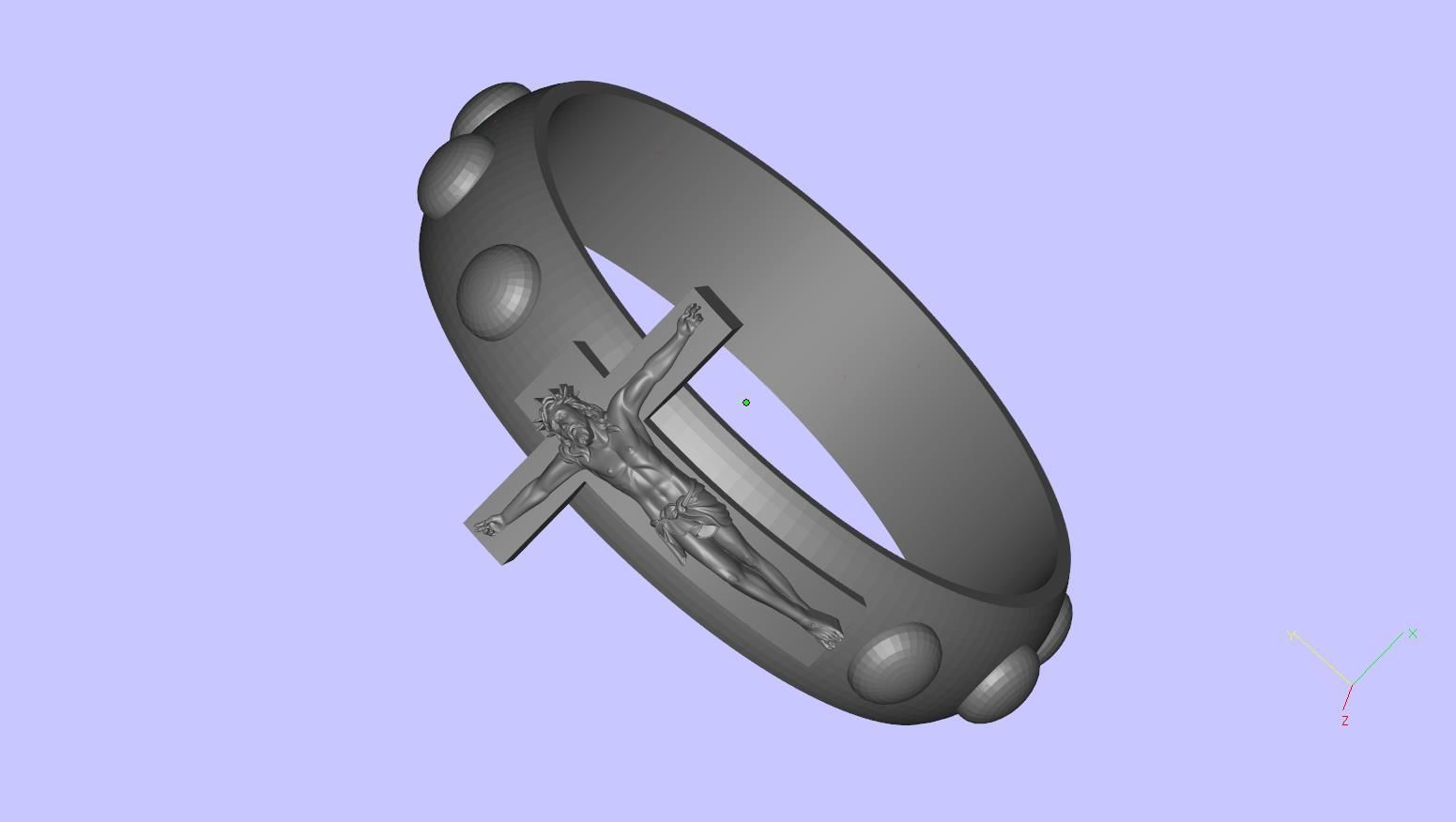 Jesus and Cross Domed Ring 3D print model_13