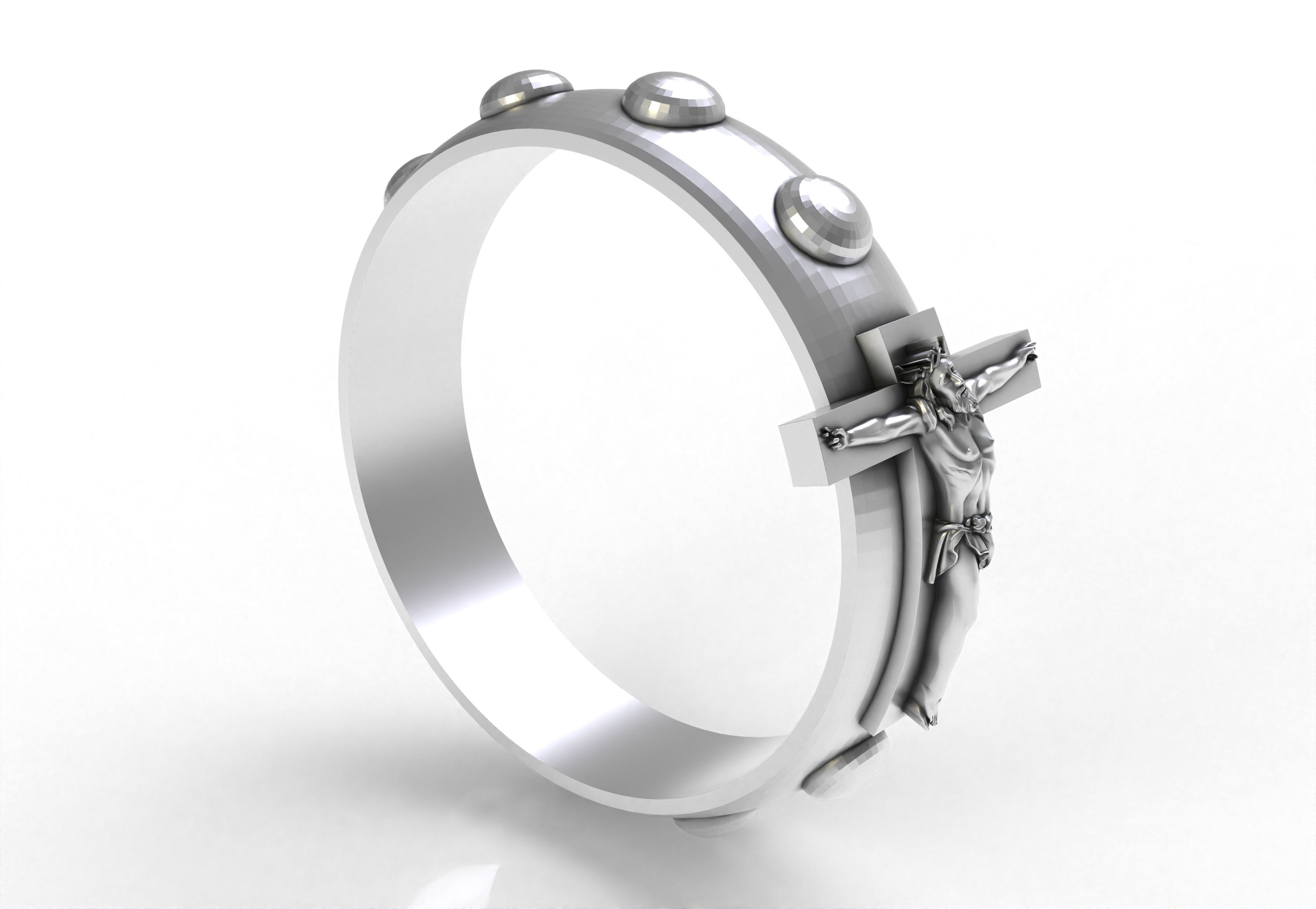 Jesus and Cross Domed Ring 3D print model_8