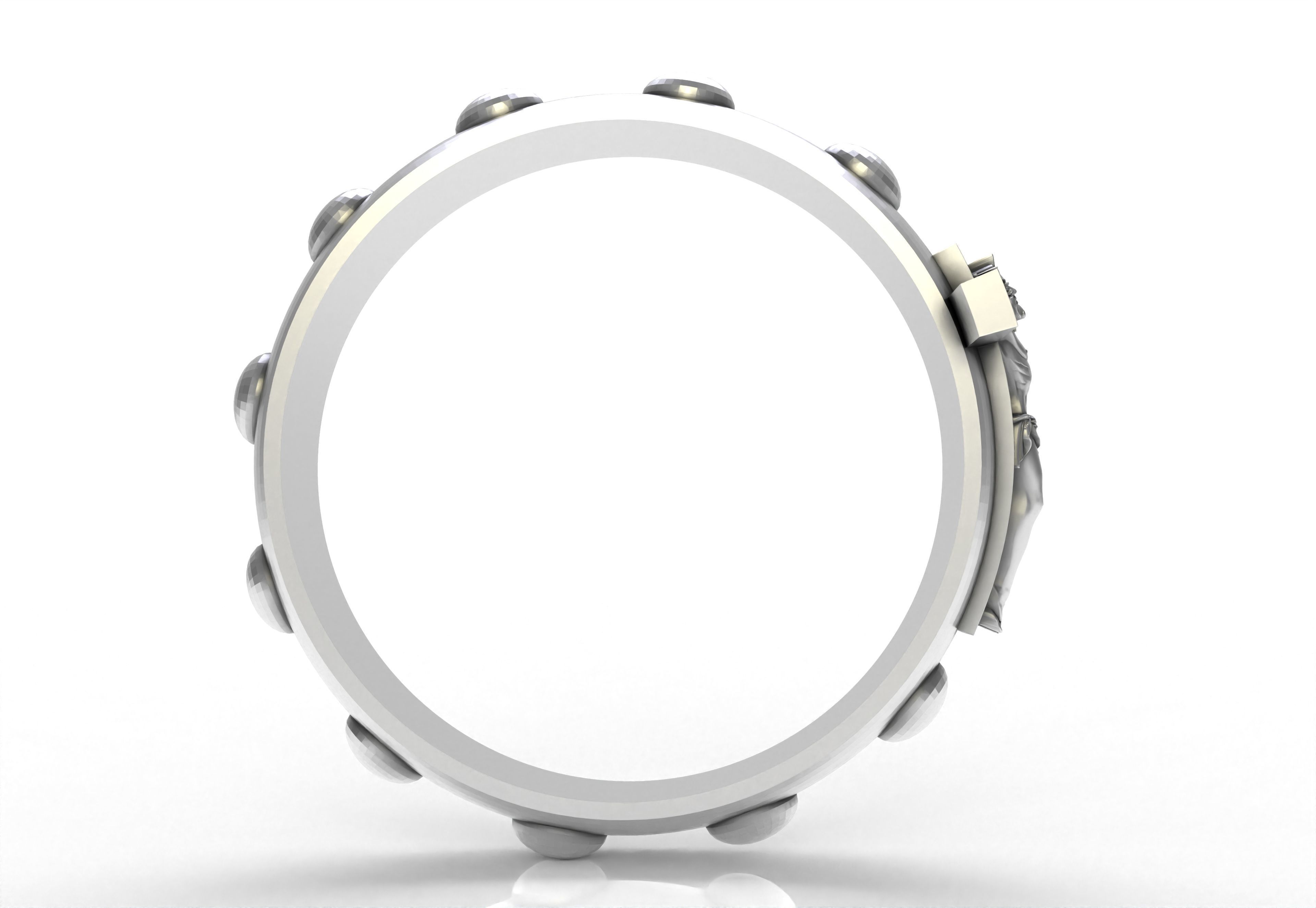 Jesus and Cross Domed Ring 3D print model_9