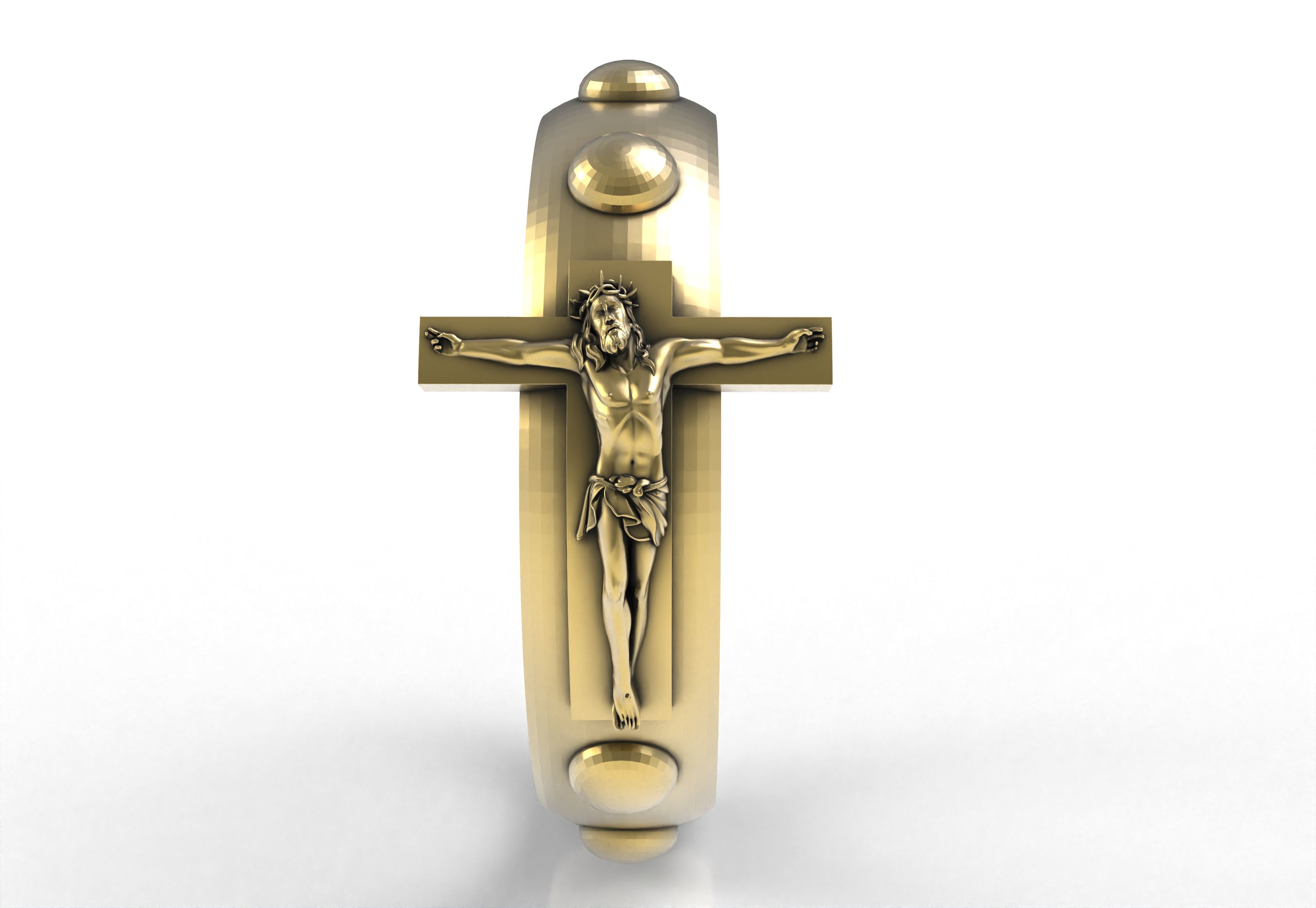 Jesus and Cross Domed Ring 3D print model_2