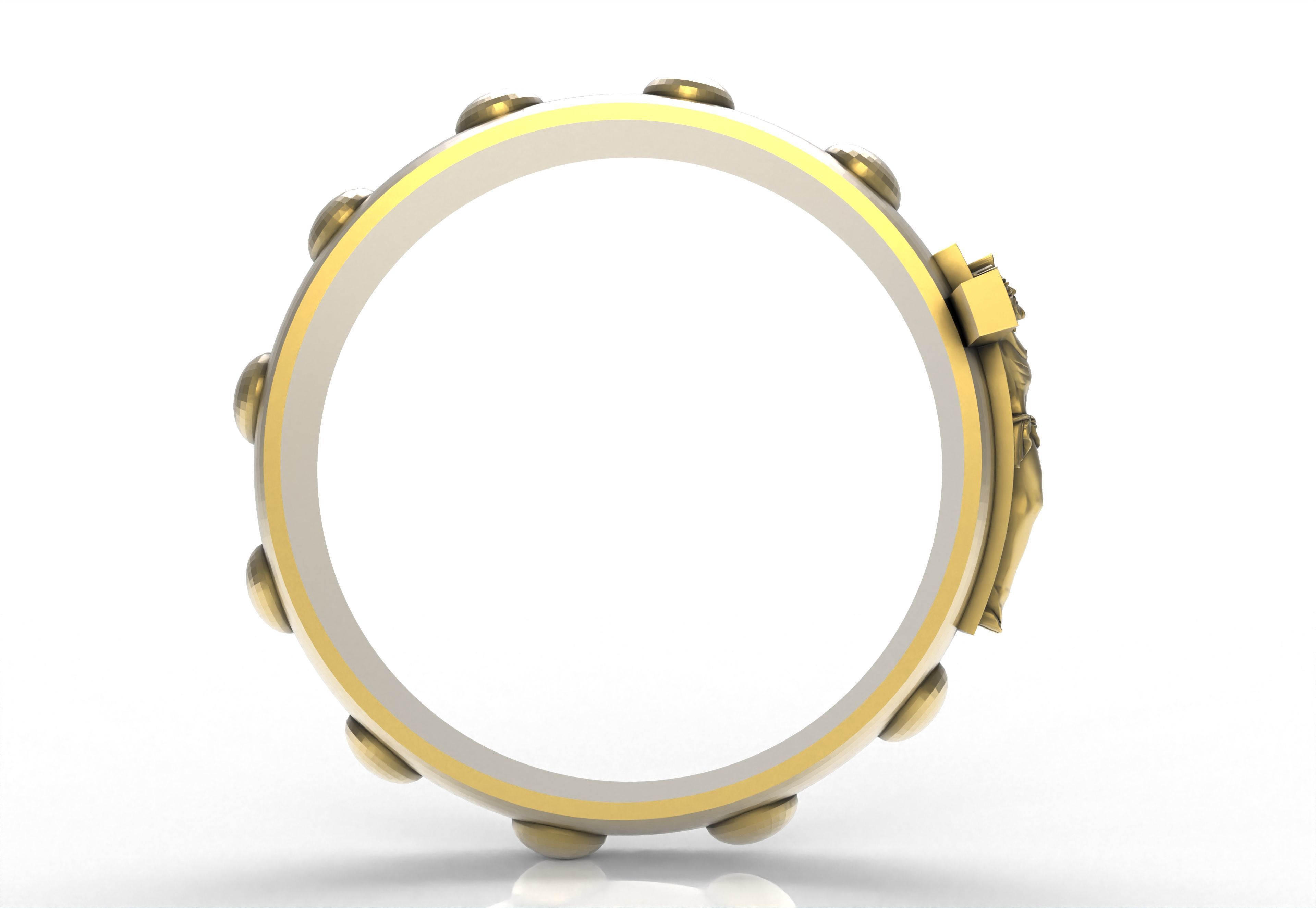 Jesus and Cross Domed Ring 3D print model_1