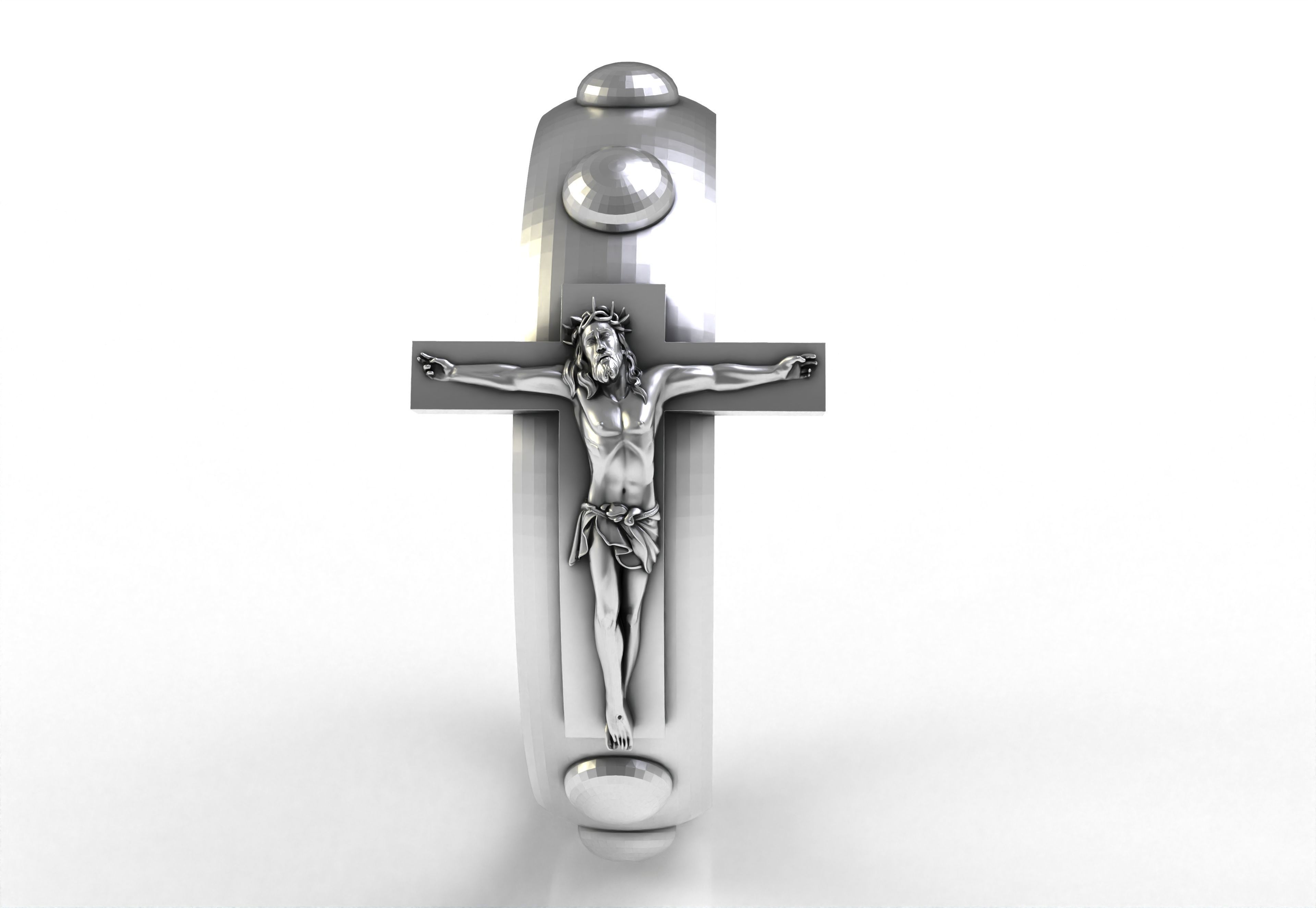 Jesus and Cross Domed Ring 3D print model_6