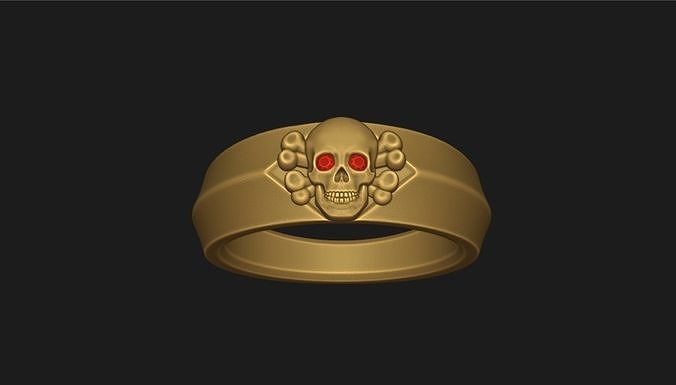 Skull Ruby Eye Ring Free 3D print model