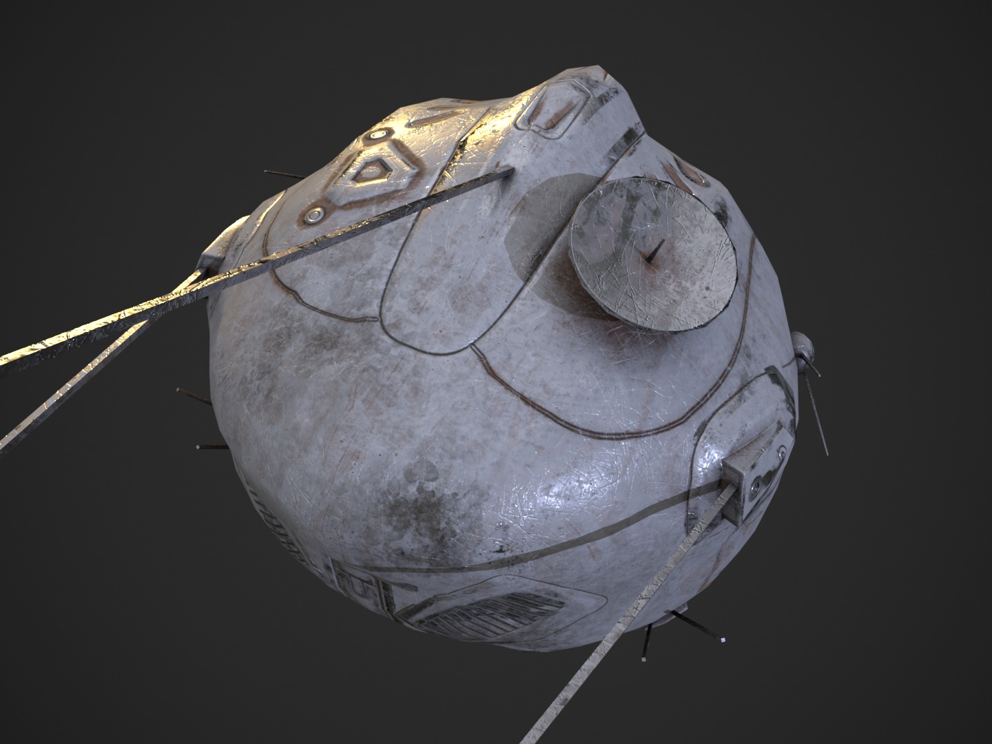 Flying futuristic spy drone robot Low-poly 3D model_14