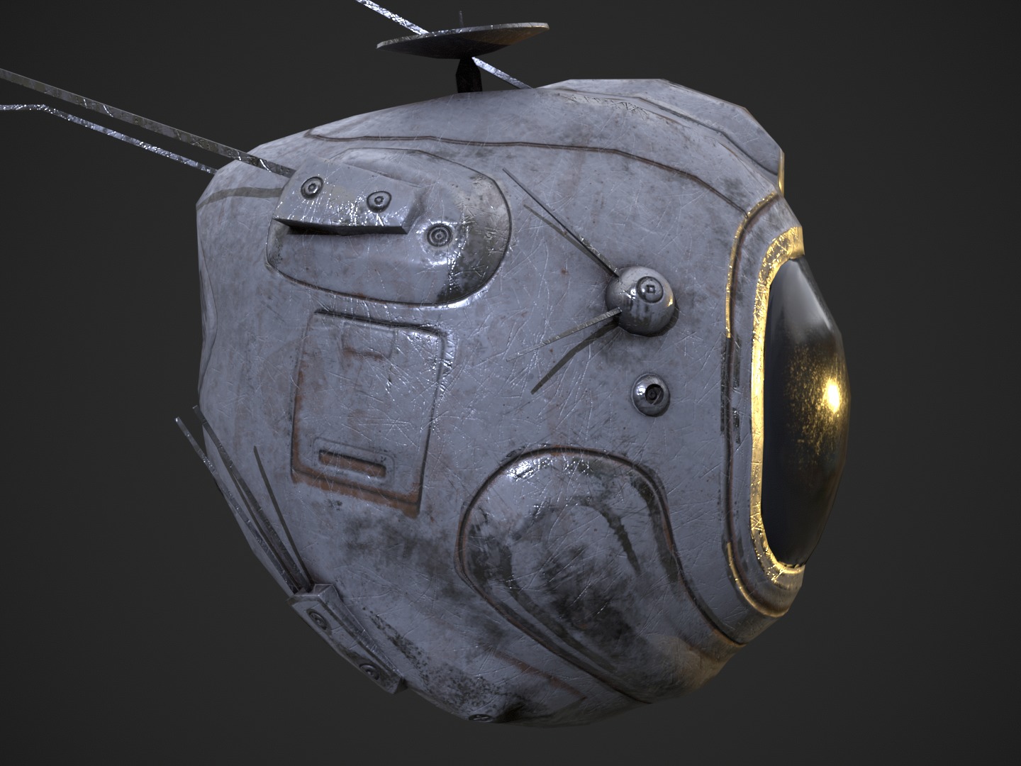 Flying futuristic spy drone robot Low-poly 3D model_2