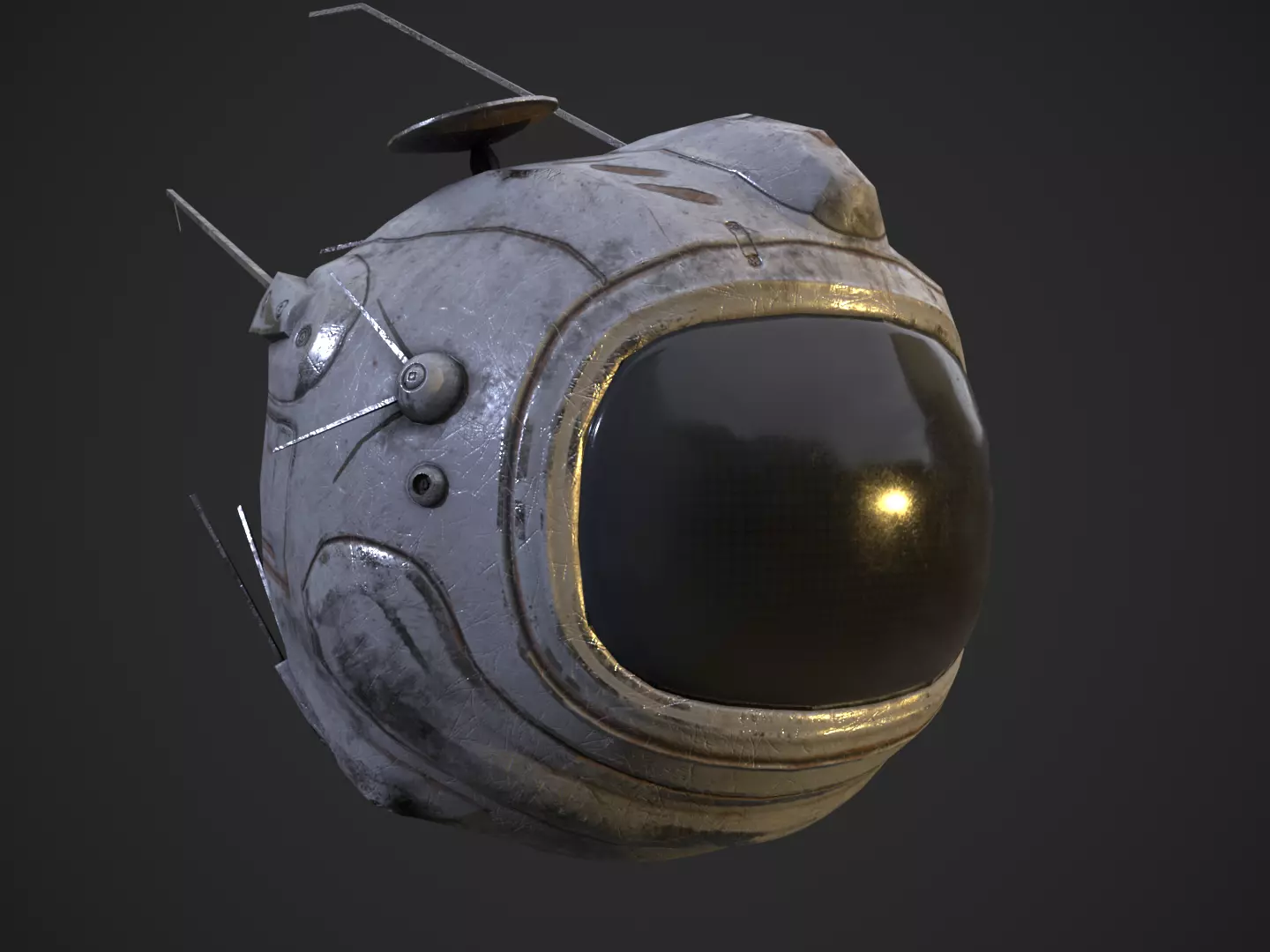 Flying futuristic spy drone robot Low-poly 3D model_0