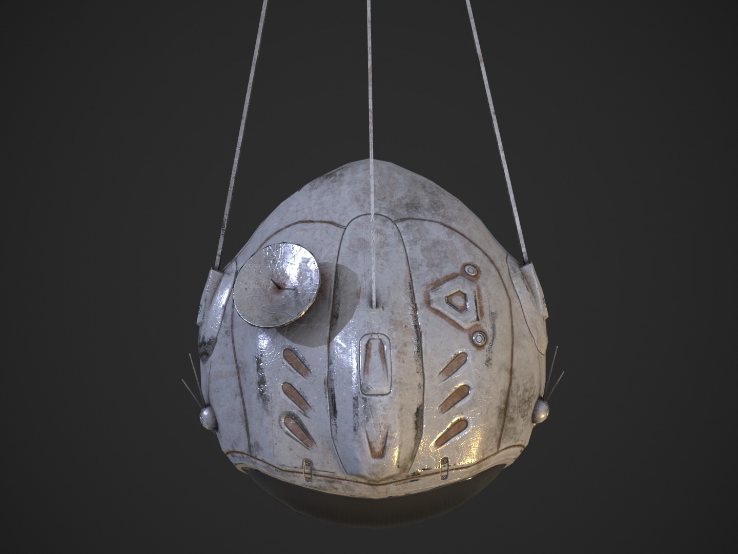 Flying futuristic spy drone robot Low-poly 3D model_25