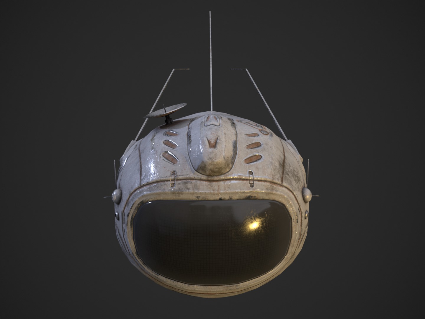 Flying futuristic spy drone robot Low-poly 3D model_15