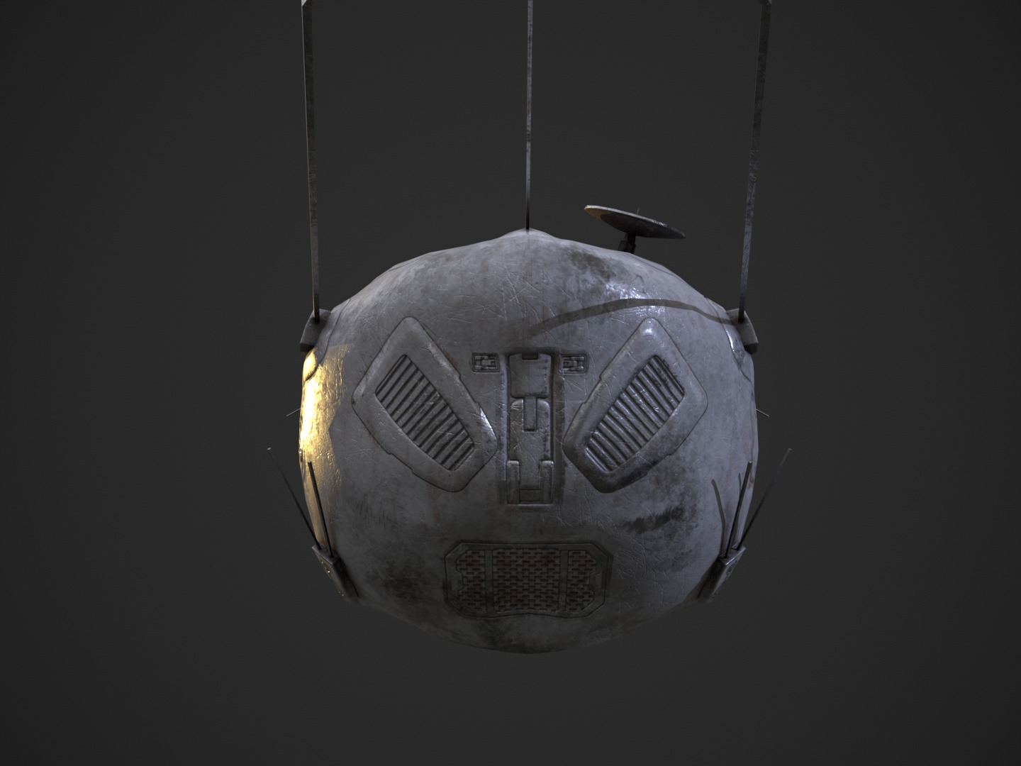 Flying futuristic spy drone robot Low-poly 3D model_6