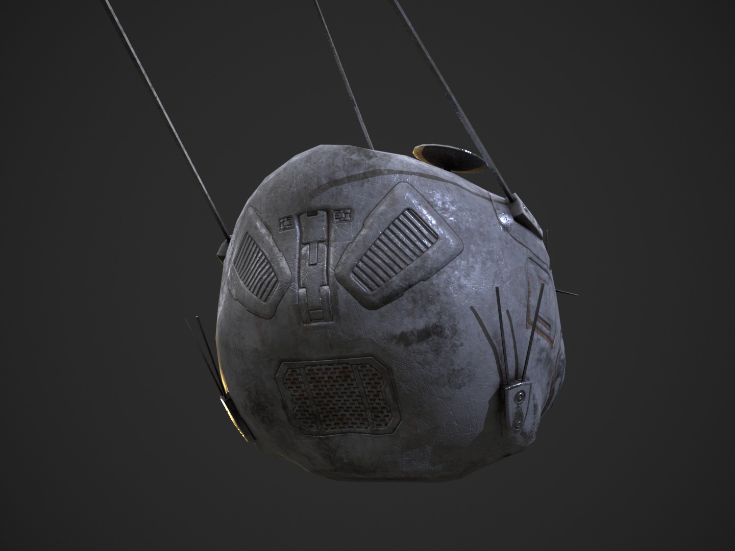 Flying futuristic spy drone robot Low-poly 3D model_22