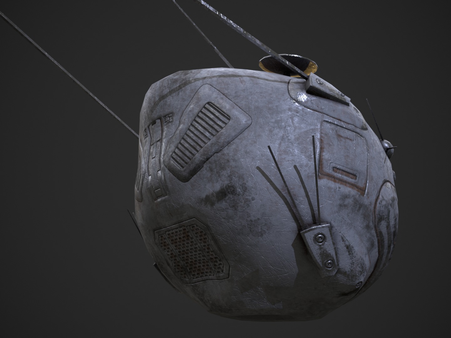 Flying futuristic spy drone robot Low-poly 3D model_11