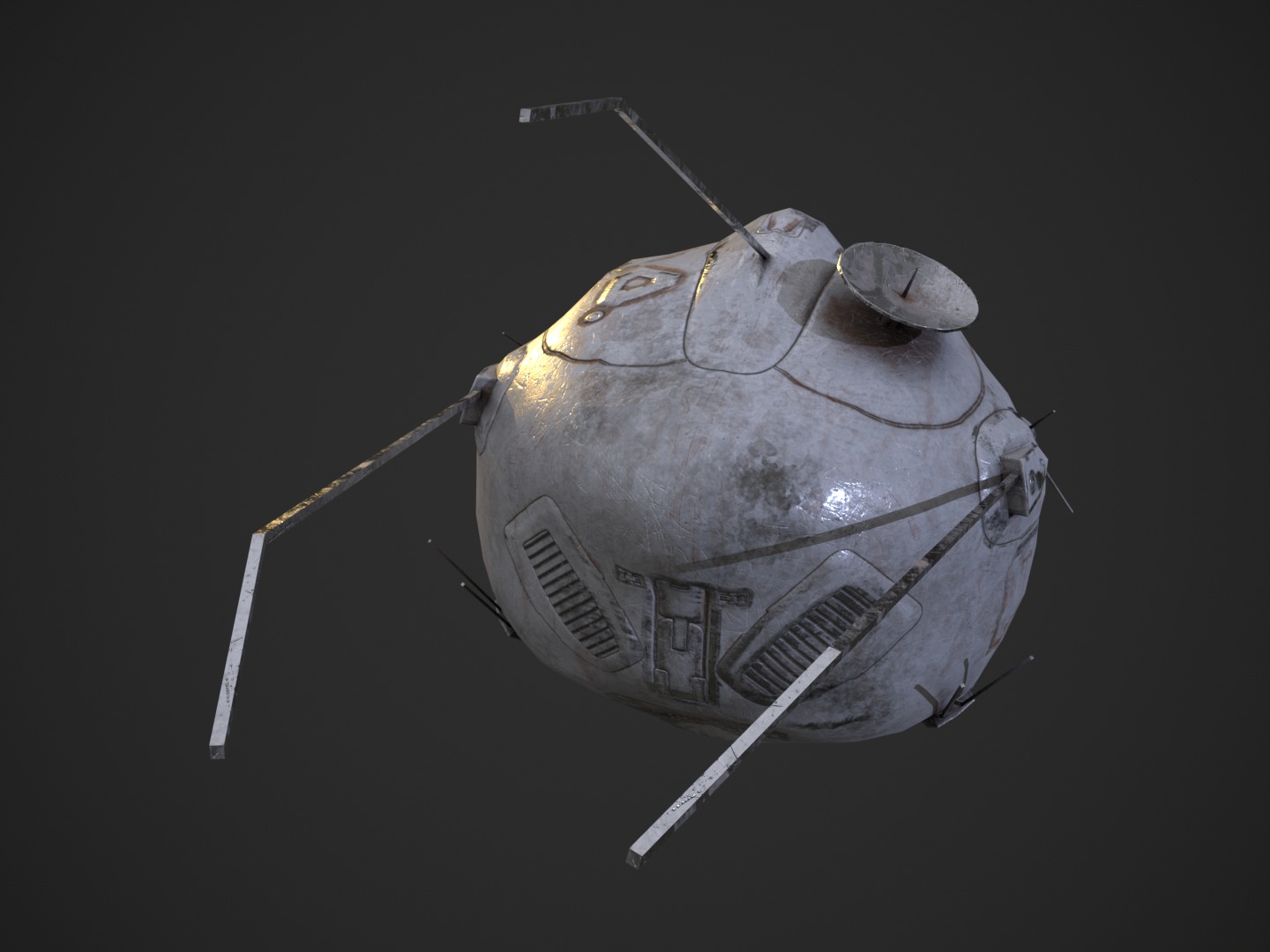 Flying futuristic spy drone robot Low-poly 3D model_7