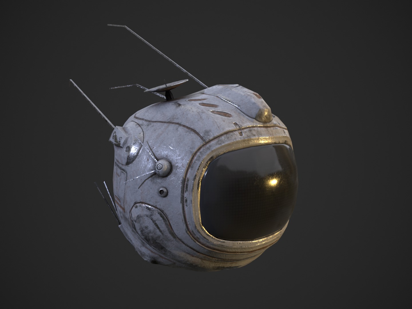 Flying futuristic spy drone robot Low-poly 3D model_27