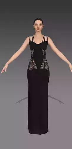Corset dress lace detail long dress modern look Low-poly 3D model