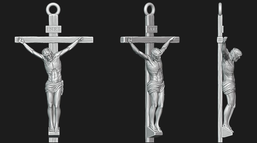 Jesus On cross Pendant Free 3D print model_4