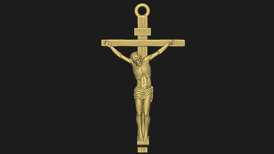 Jesus On cross Pendant Free 3D print model_1