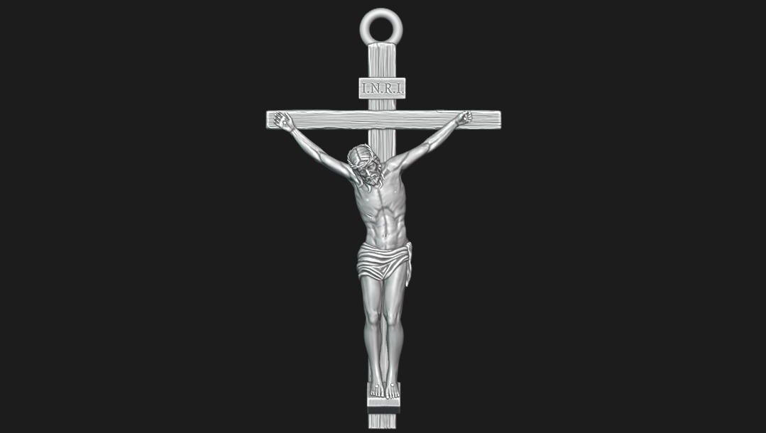Jesus On cross Pendant Free 3D print model_5