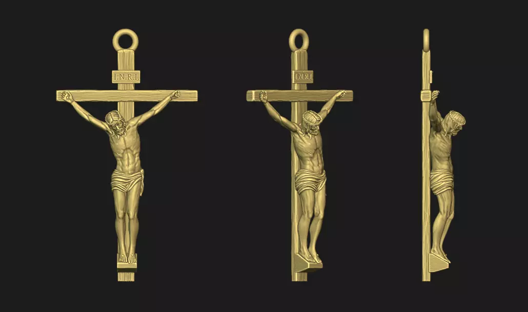 Jesus On cross Pendant Free 3D print model_0