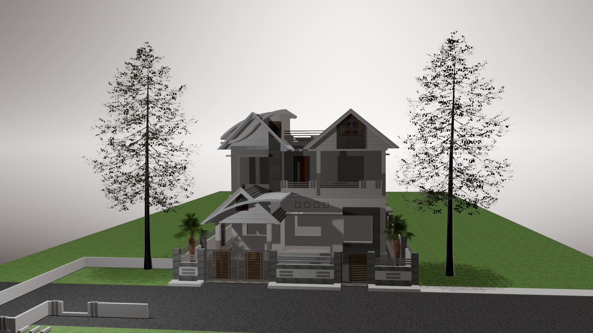 3d model of house and trees 3D model_4