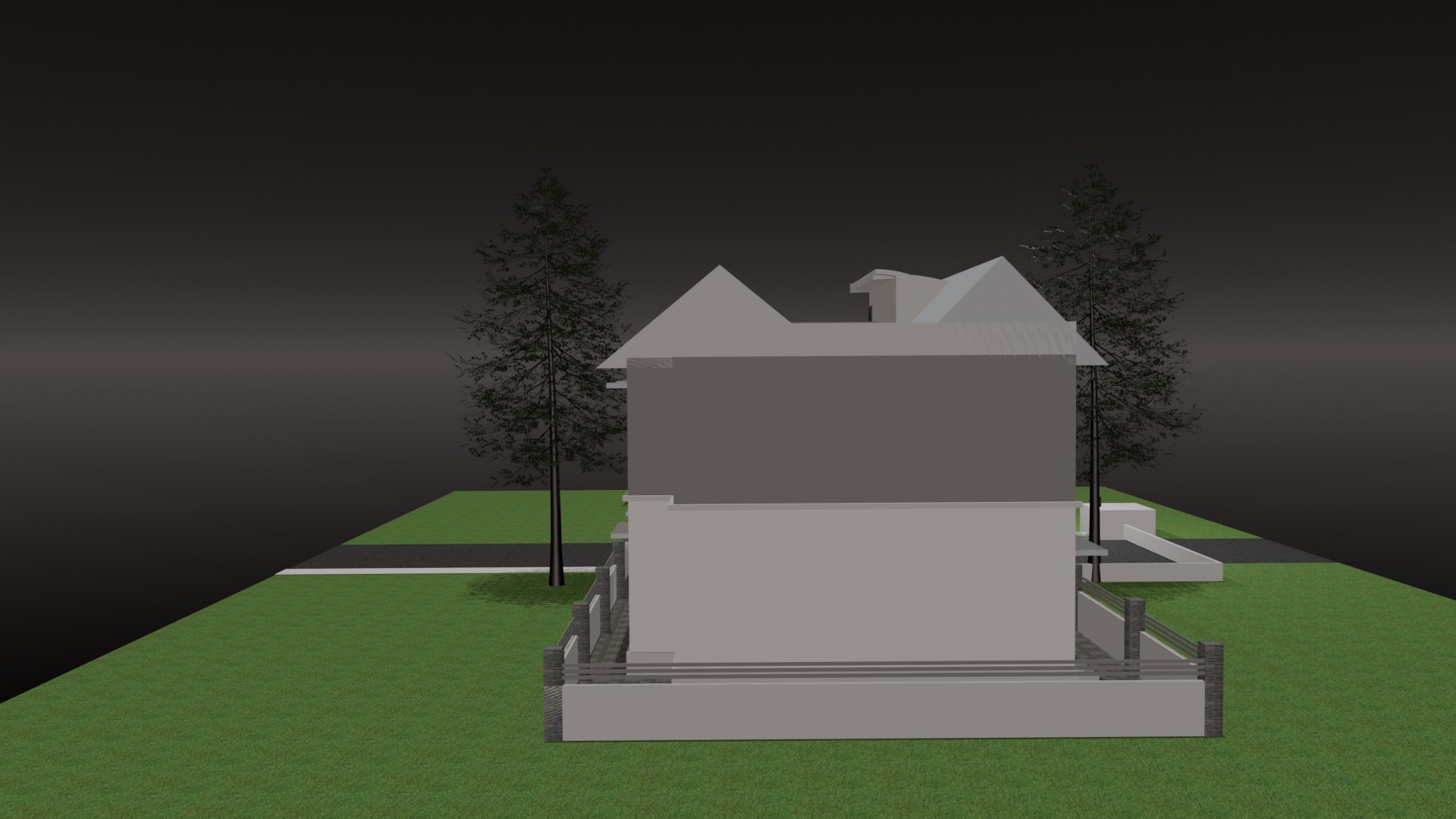 3d model of house and trees 3D model_5