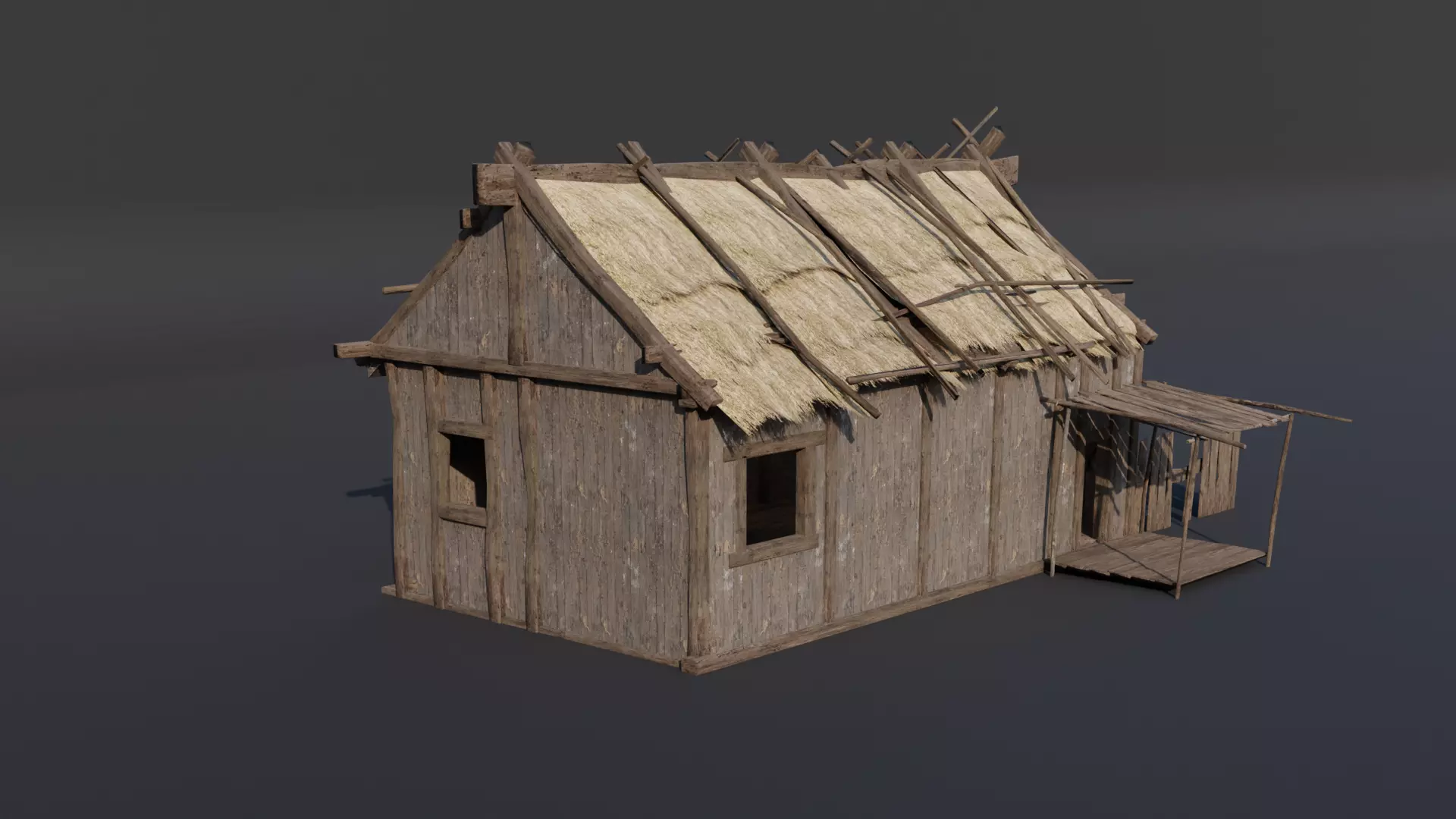 Medieval house-2 Low-poly 3D model_0
