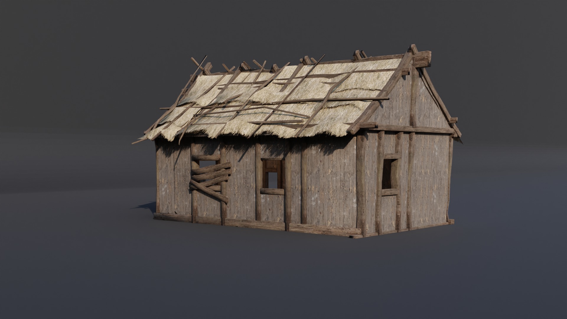 Medieval house-2 Low-poly 3D model_1