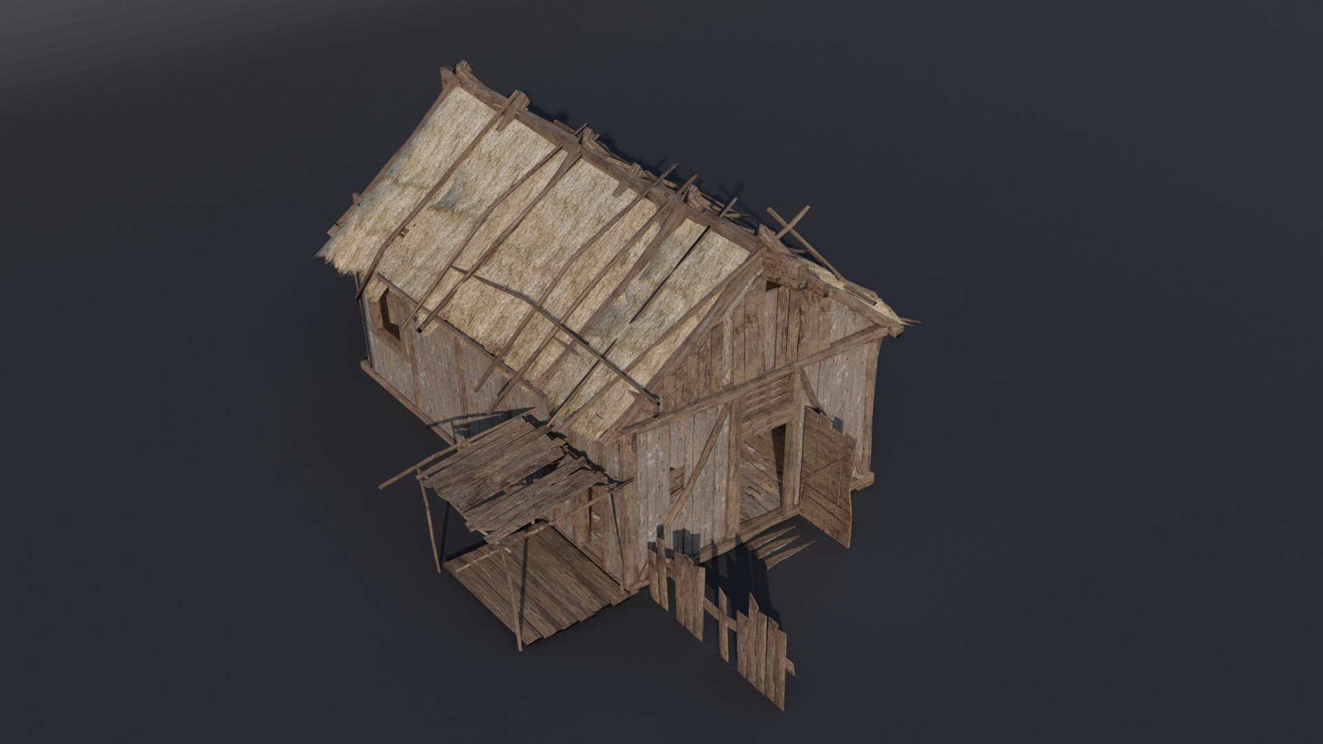 Medieval house-2 Low-poly 3D model_4