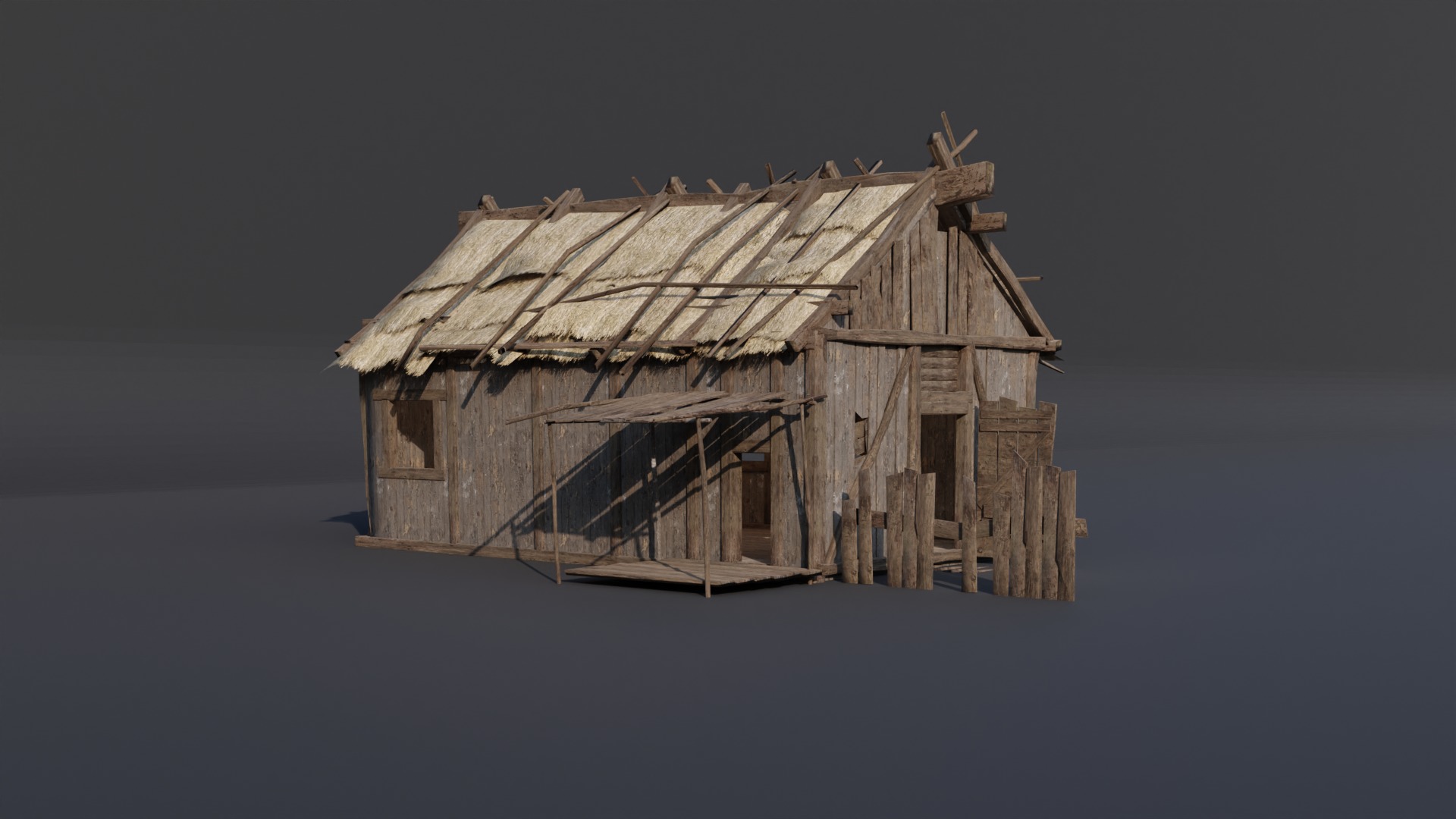 Medieval house-2 Low-poly 3D model_3