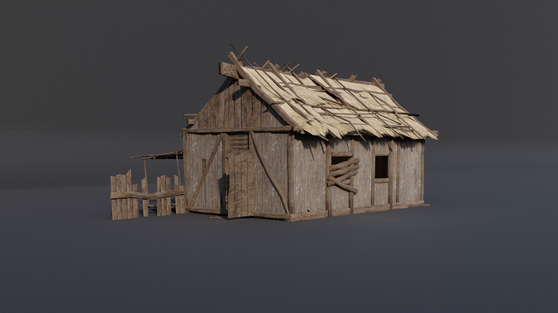 Medieval house-2 Low-poly 3D model_2